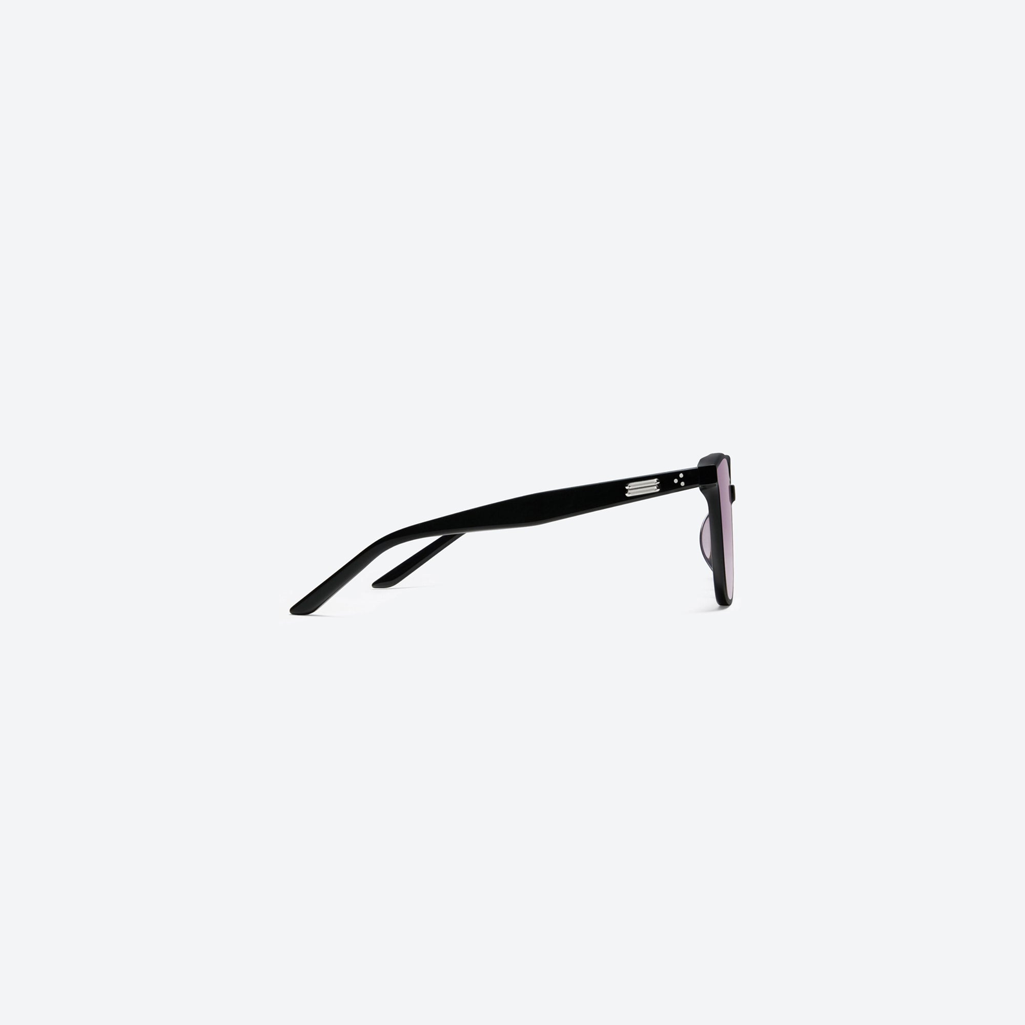 A detailed right view of Gentle Monster Alma 01(V) Black Acetate framed Square sunglasses.