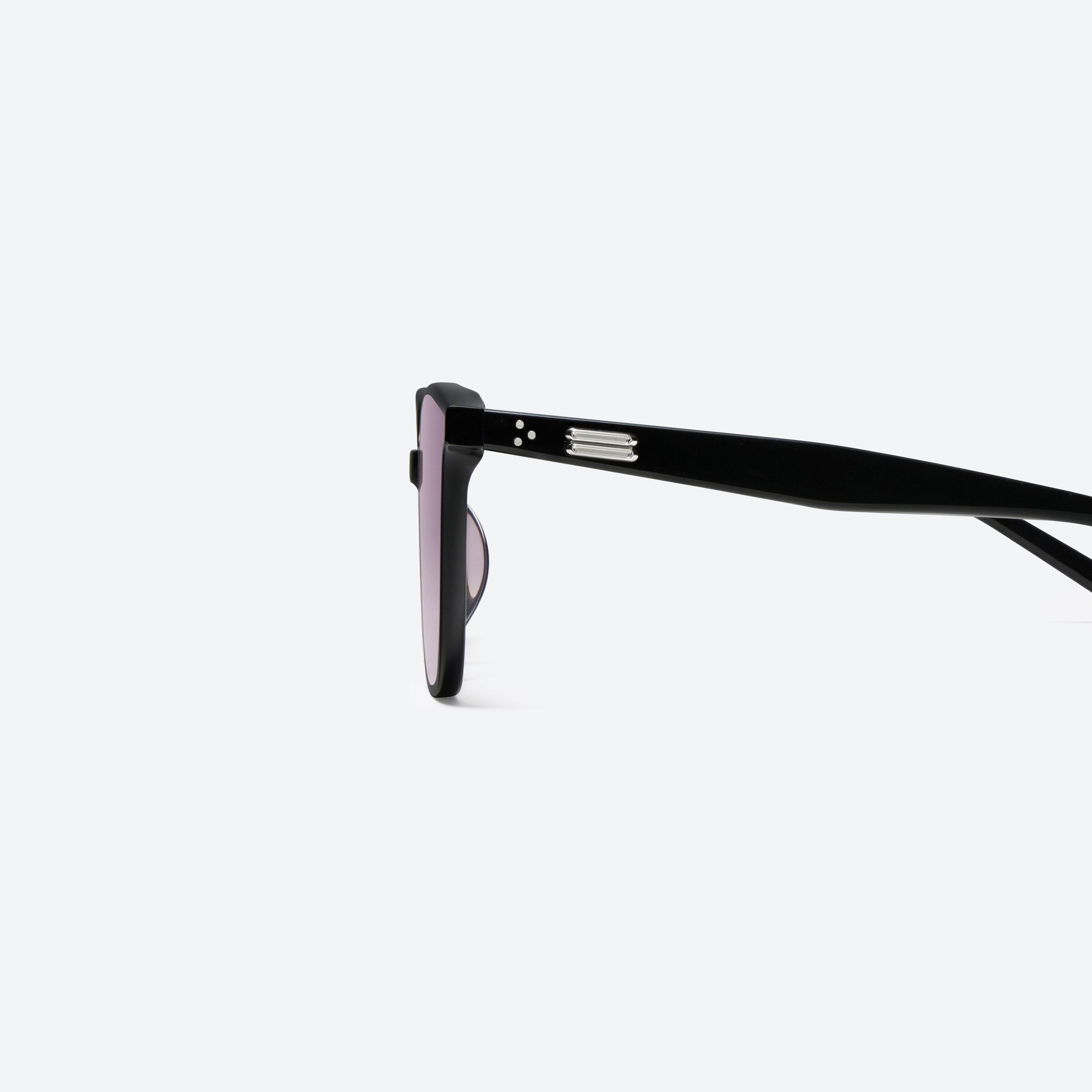 A detailed left view of Gentle Monster Alma 01(V) Black Acetate framed Square sunglasses.