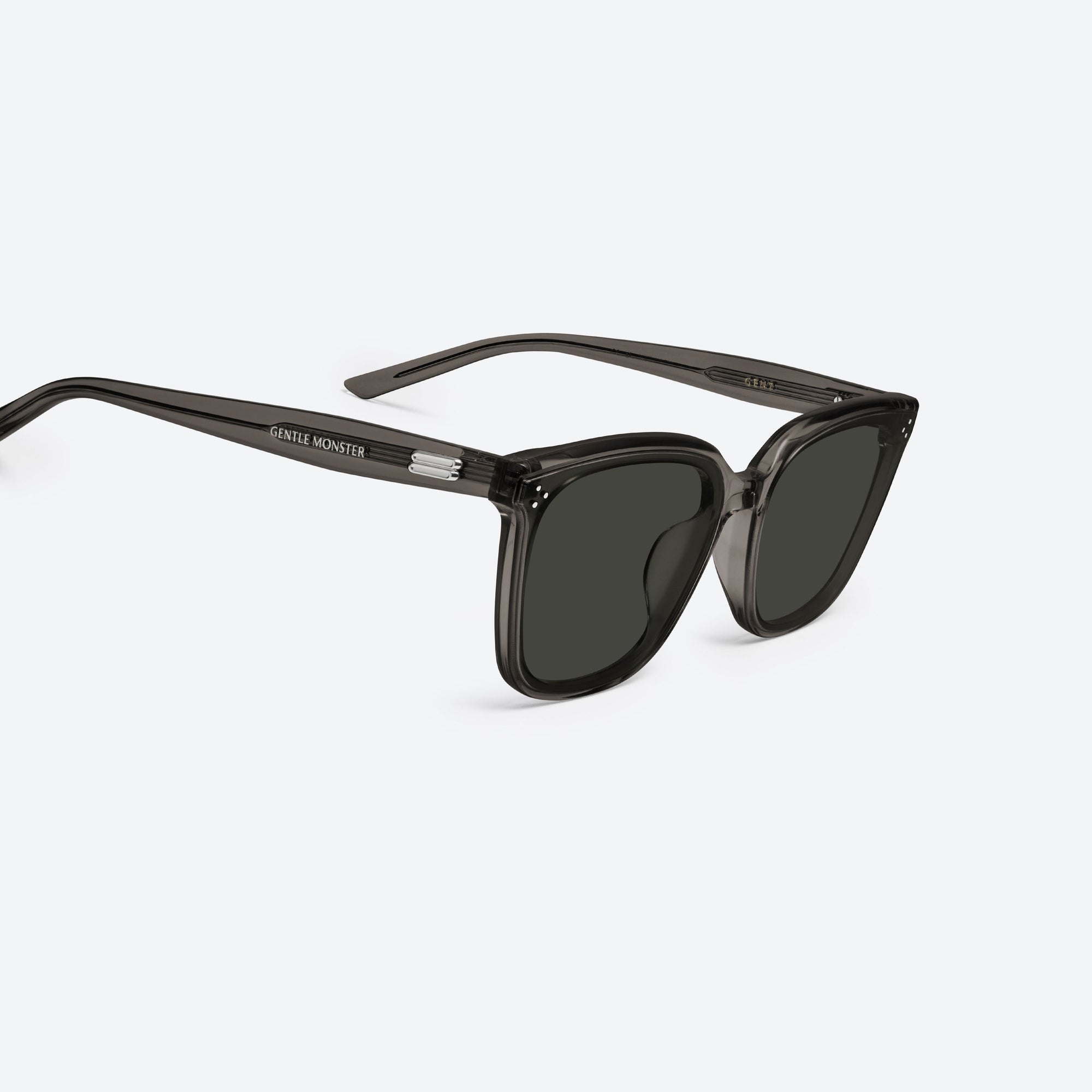45-degree detailed view of Gentle Monster Gent BRC21 Brown Acetate framed Square sunglasses.