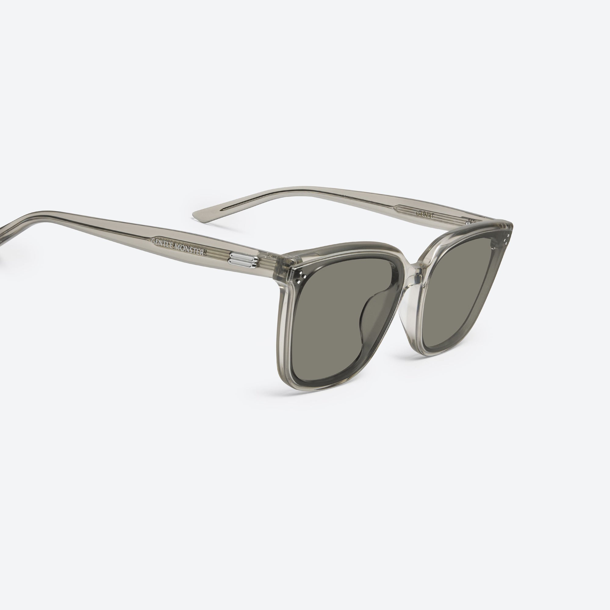 45-degree detailed view of Gentle Monster Gent BRC11 Brown Acetate framed Square sunglasses.