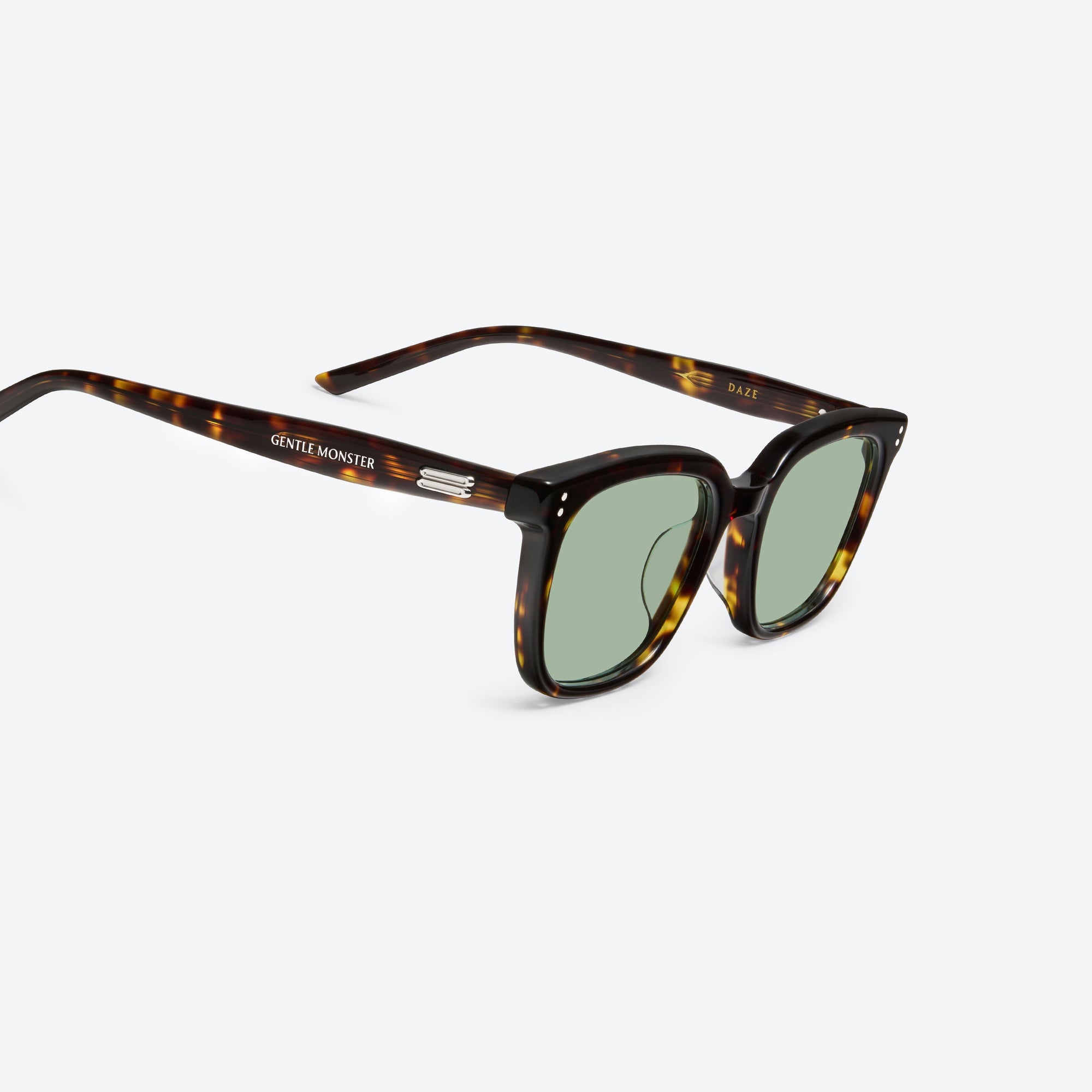 45-degree detailed view of Gentle Monster Daze T9 Tortoise Acetate framed Square sunglasses.