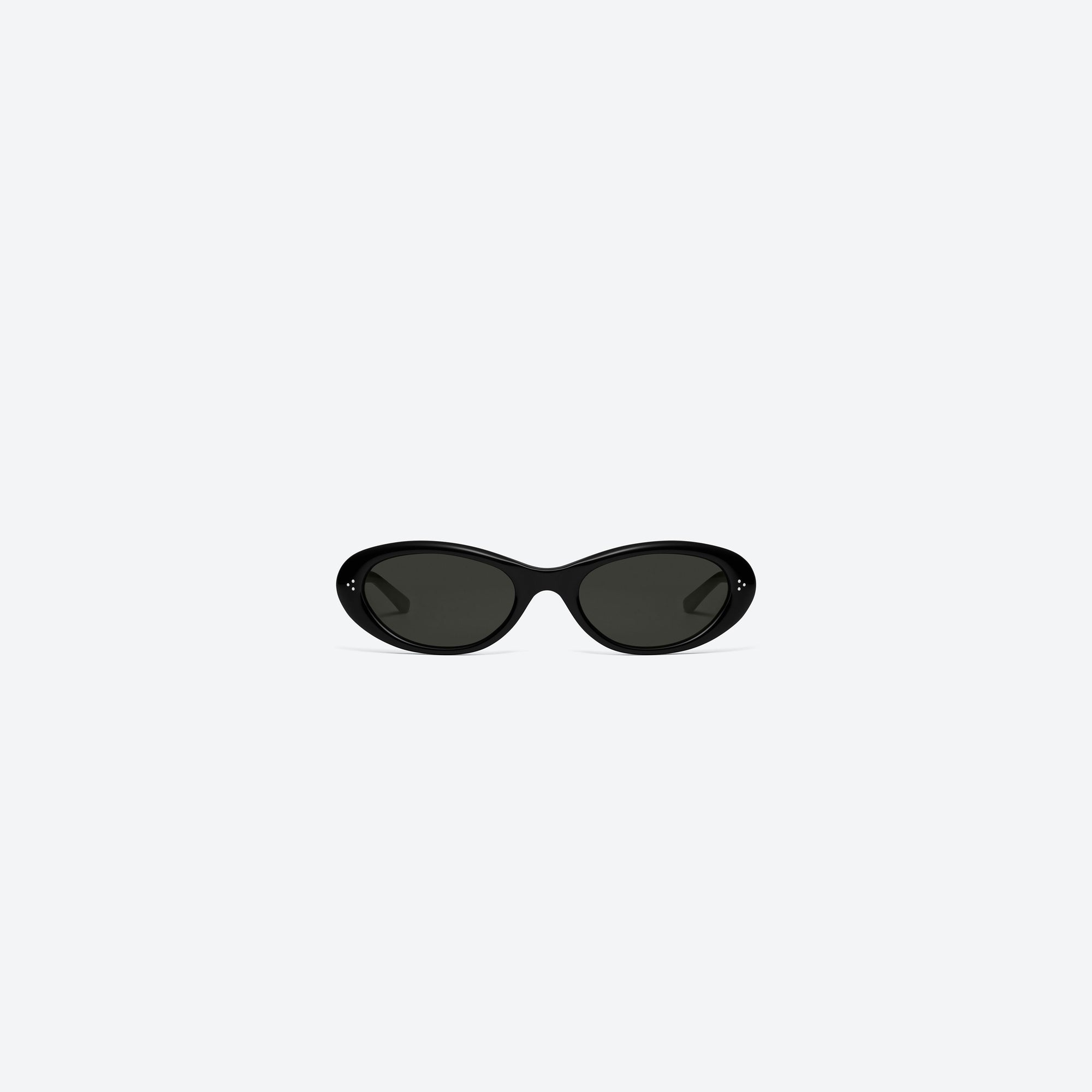 A front view of Gentle Monster Cinnamon 01 Black Acetate framed Oval sunglasses.