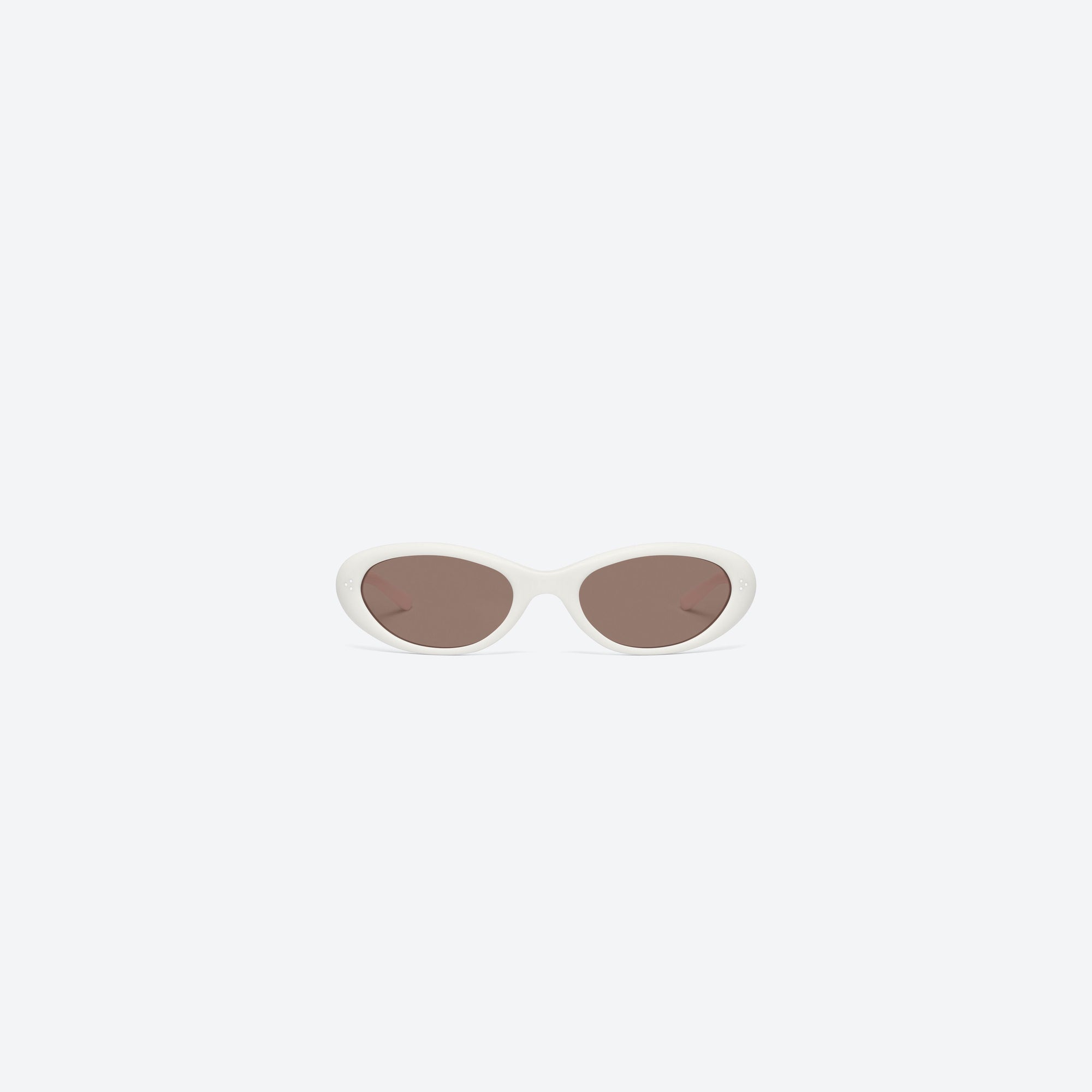 A front view of Gentle Monster Cinnamon W2 White Acetate framed Oval sunglasses.