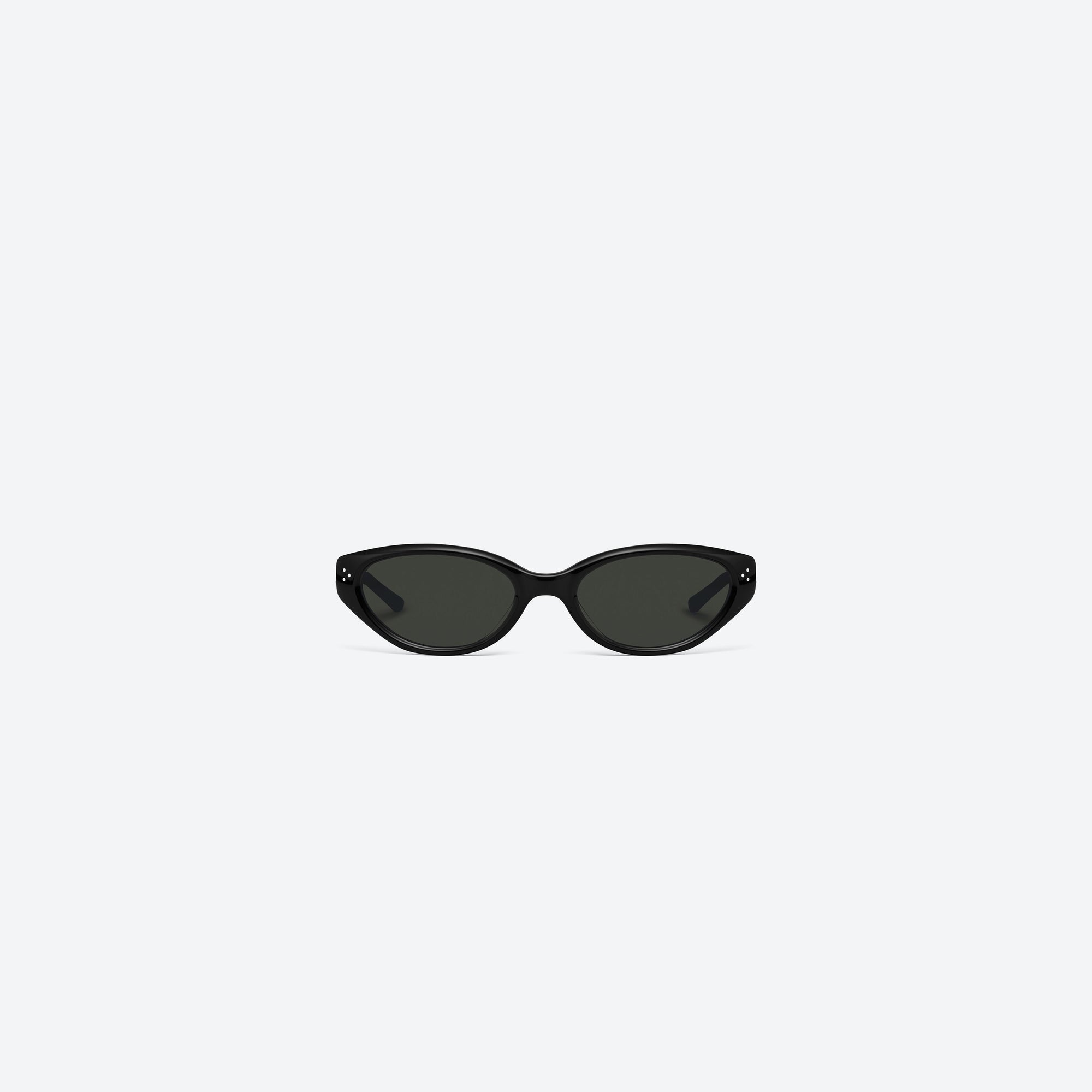 A front view of Gentle Monster Vanilla 01 Black Acetate framed Cat-eye sunglasses.