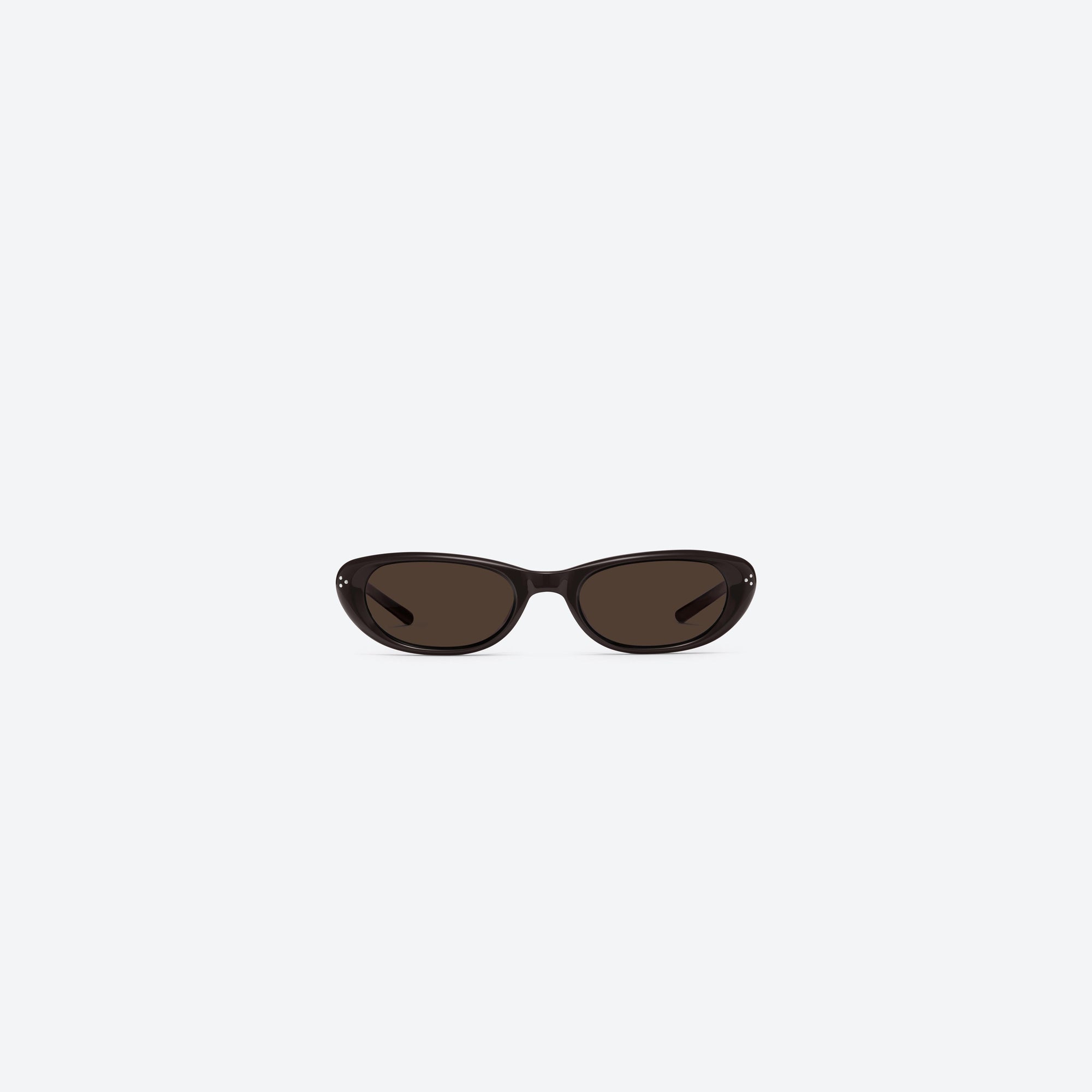 A front view of Gentle Monster Madlenne BR2 Brown Acetate framed Cat-eye sunglasses.