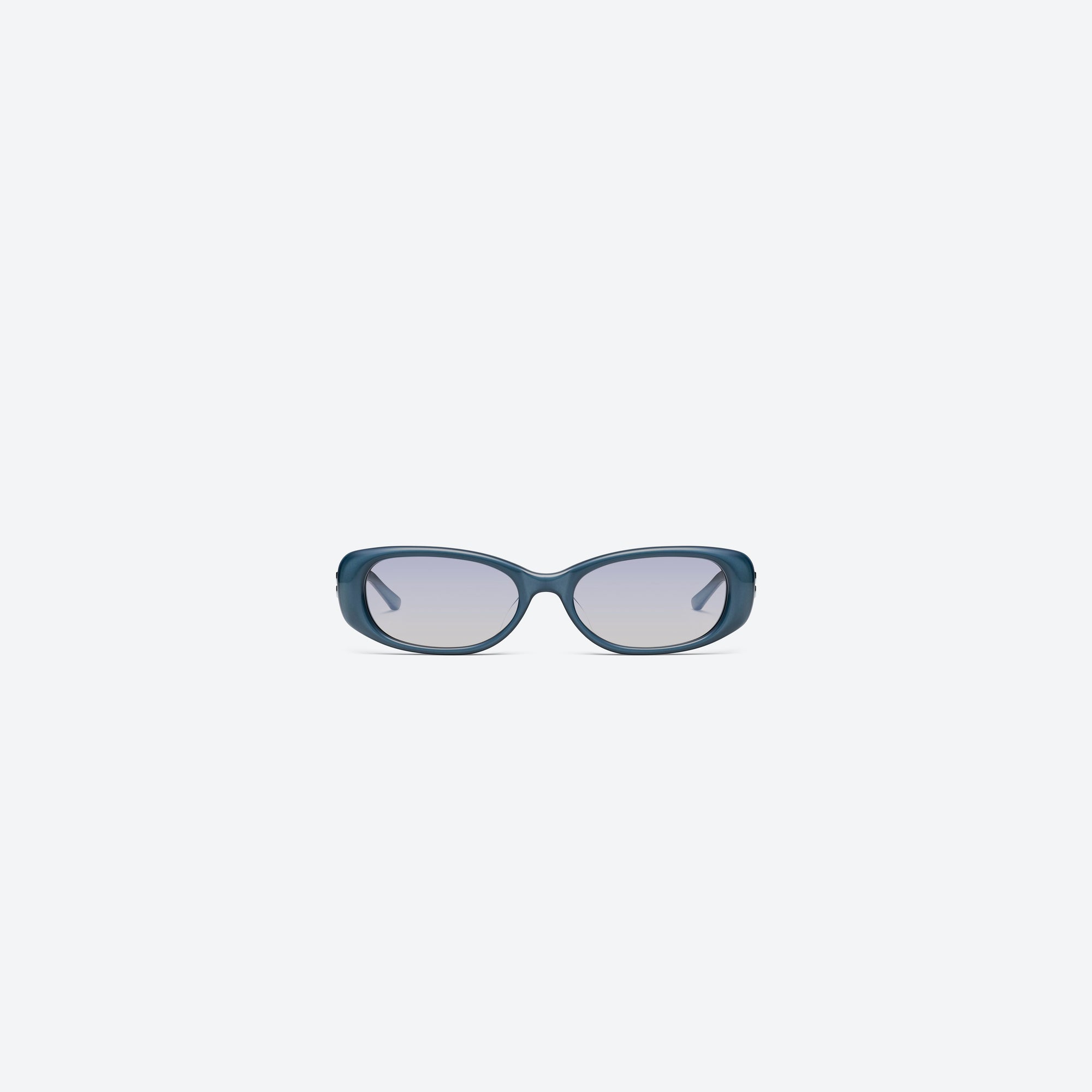 A front view of Gentle Monster Dust Musk BL9 Blue Acetate framed Square sunglasses.