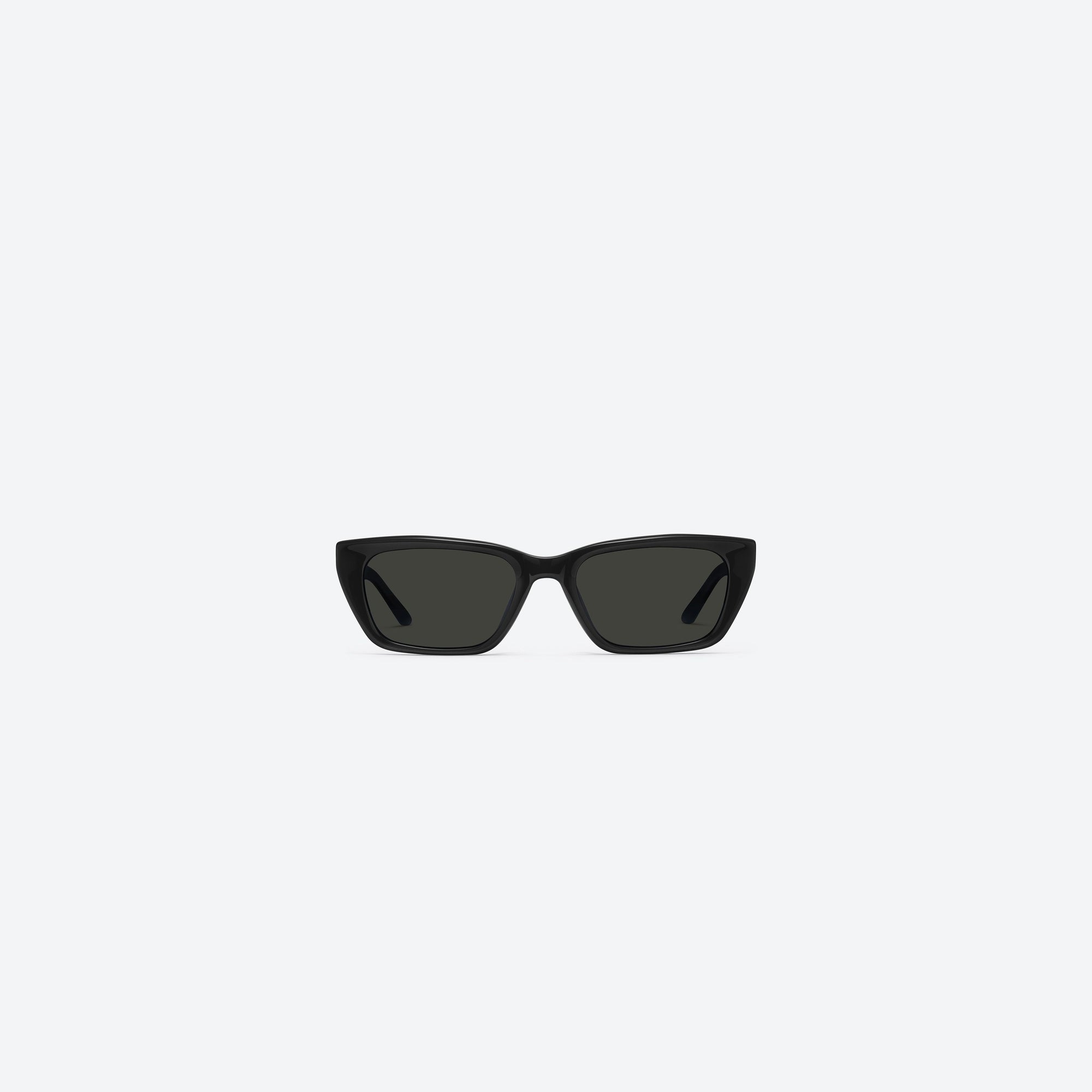 A front view of Gentle Monster Sage 01 Black Acetate framed Cat-eye sunglasses.