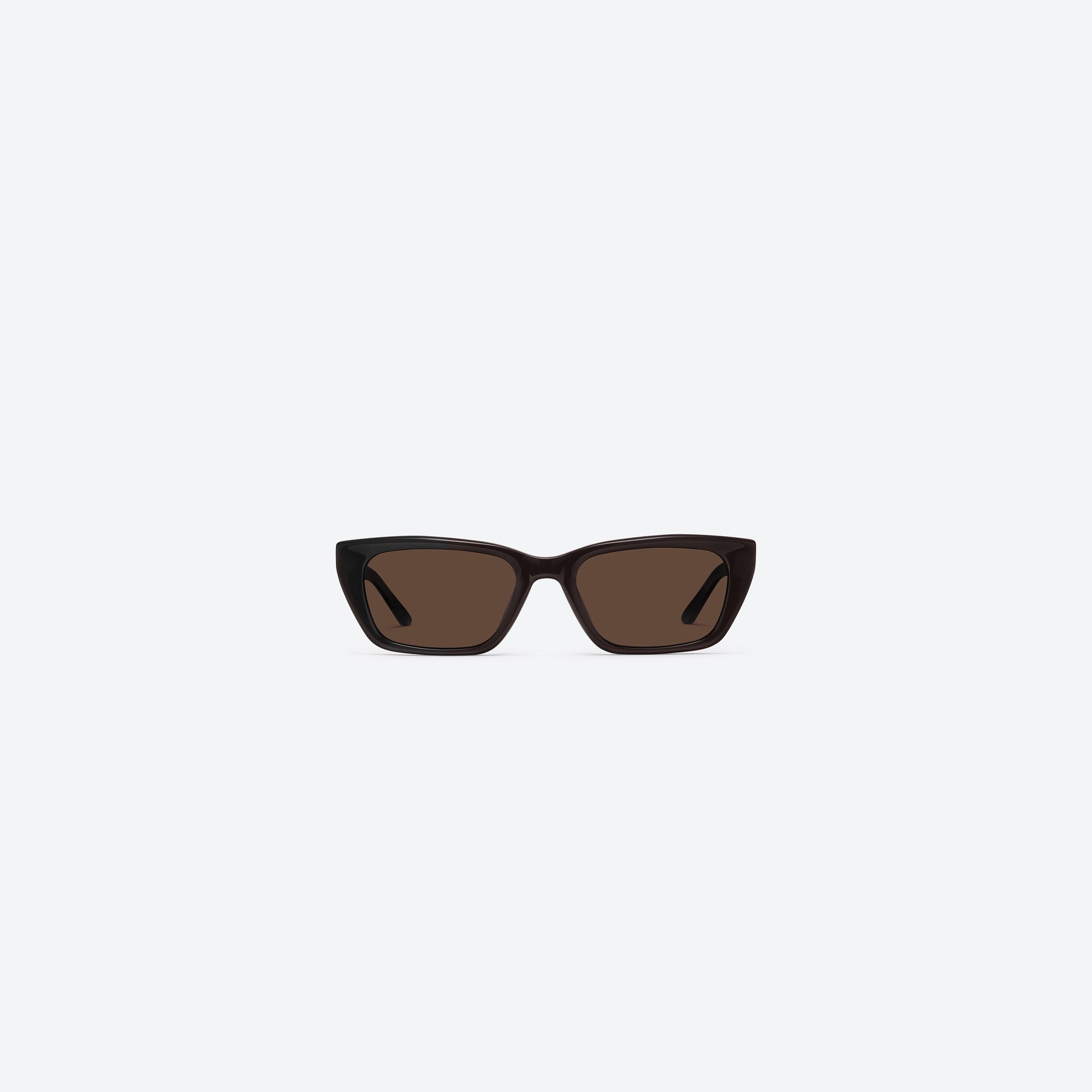 A front view of Gentle Monster Sage BR2 Brown Acetate framed Cat-eye sunglasses.