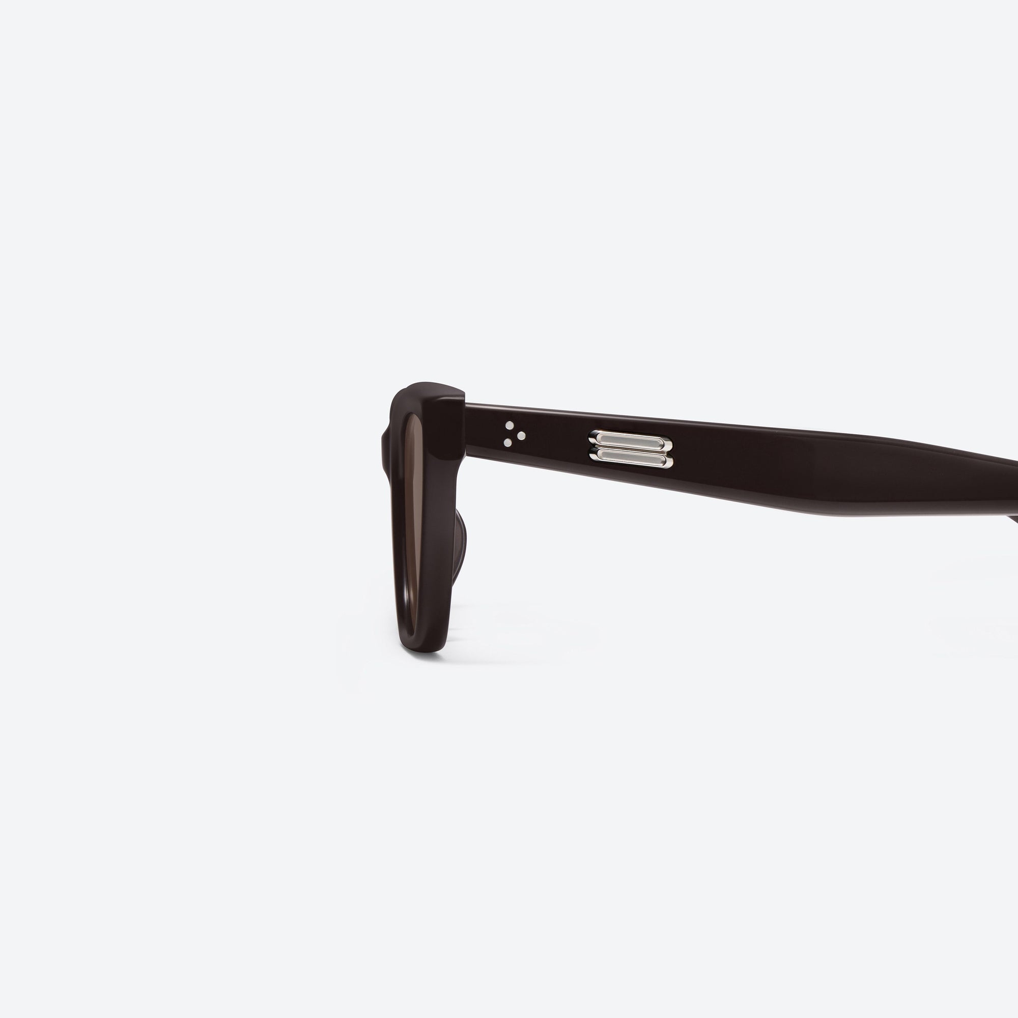 A detailed left view of Gentle Monster Sage BR2 Brown Acetate framed Cat-eye sunglasses.