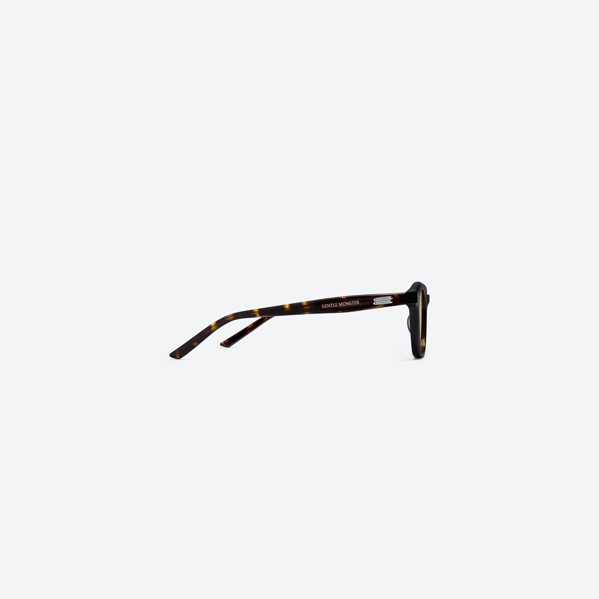 A detailed right view of Gentle Monster Noho T9 Tortoise Acetate framed Round sunglasses.