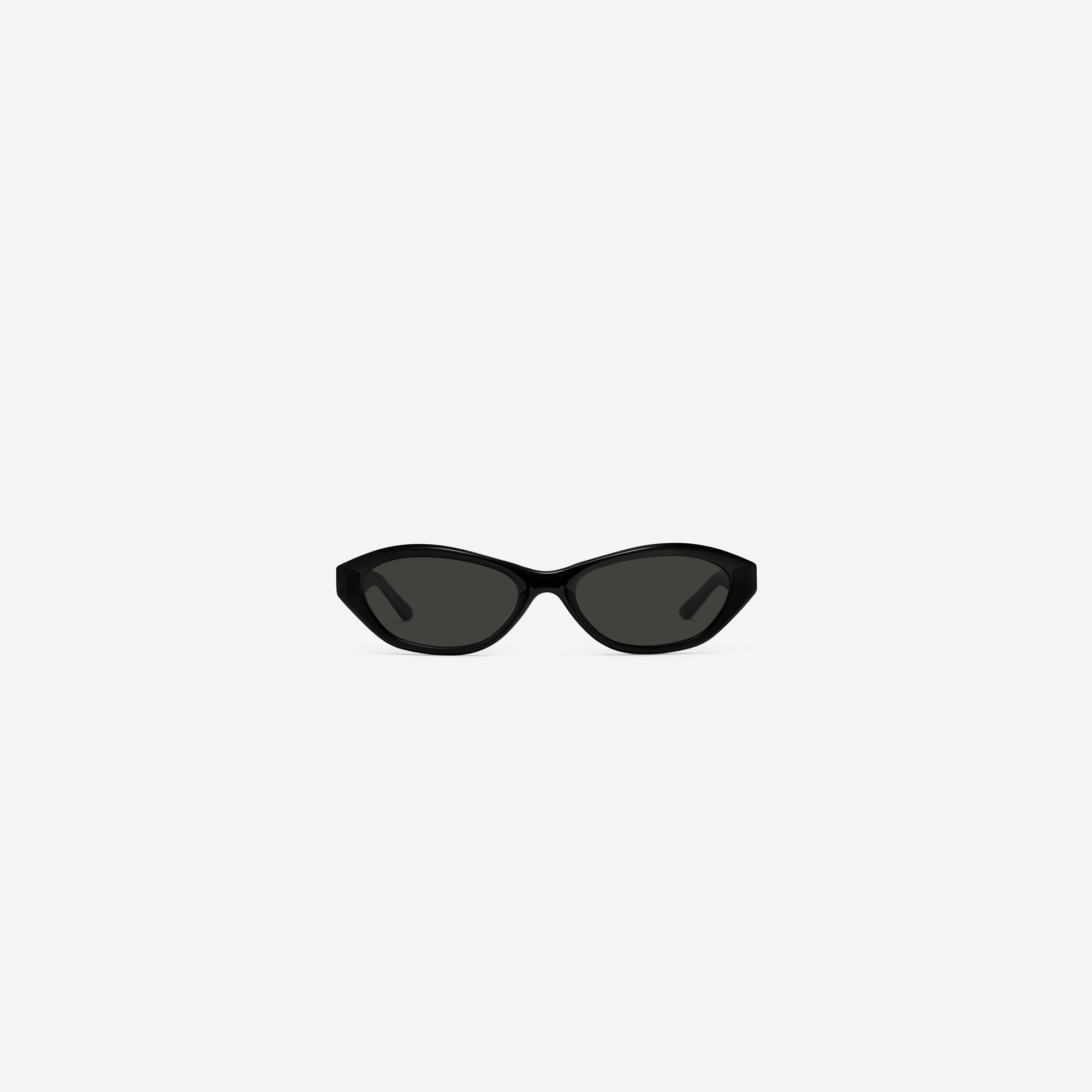 A front view of Gentle Monster Lamda 01 Black Acetate framed Cat-eye sunglasses.