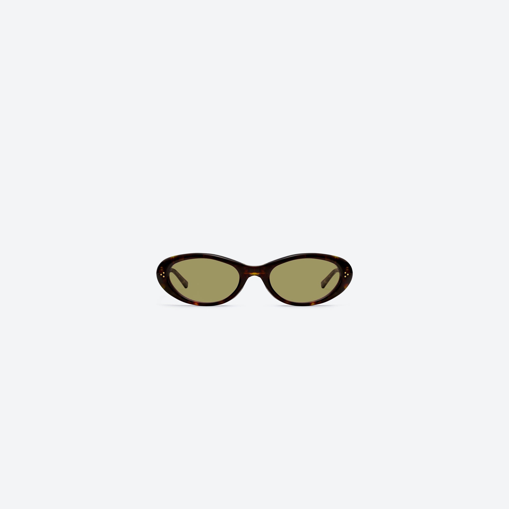 A front view of Gentle Monster Lolang T1(GR) Tortoise Acetate framed Oval sunglasses.