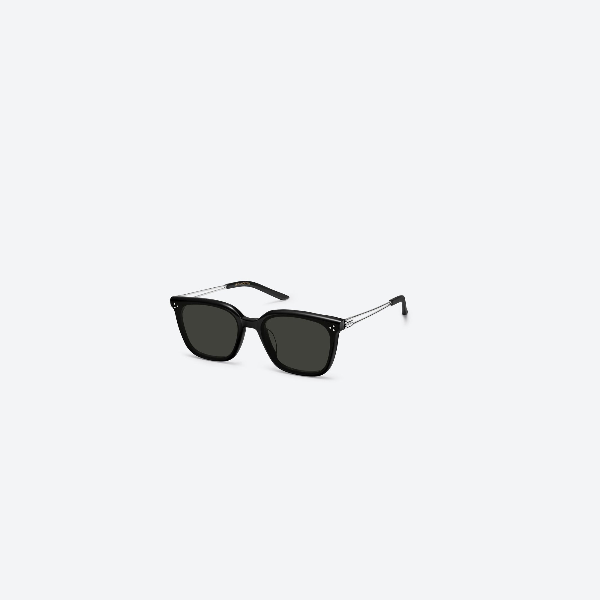 45-degree view of Gentle Monster La Sola 01 Black Mixed framed Square sunglasses.