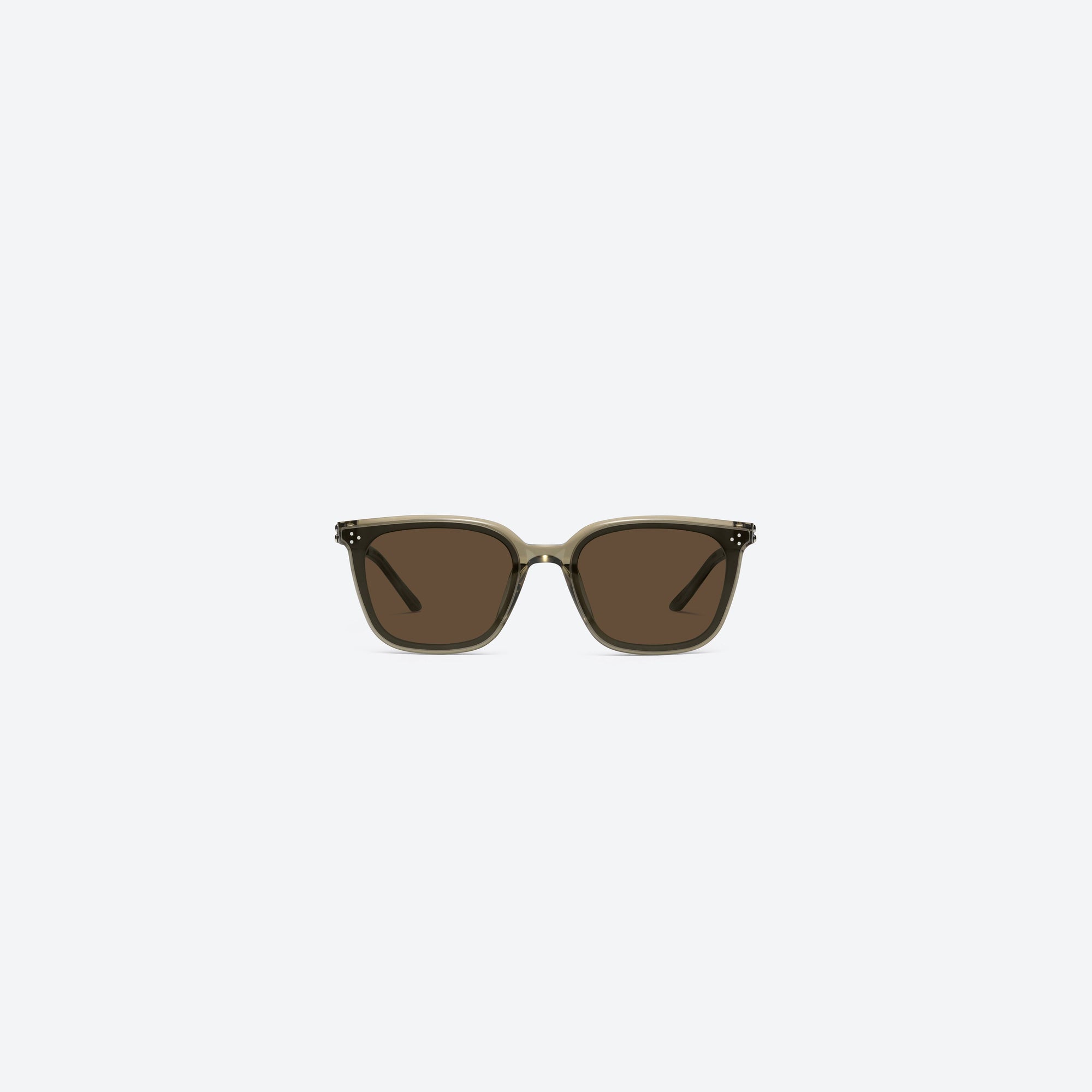 A front view of Gentle Monster La Sola KC6 Green Mixed framed Square sunglasses.