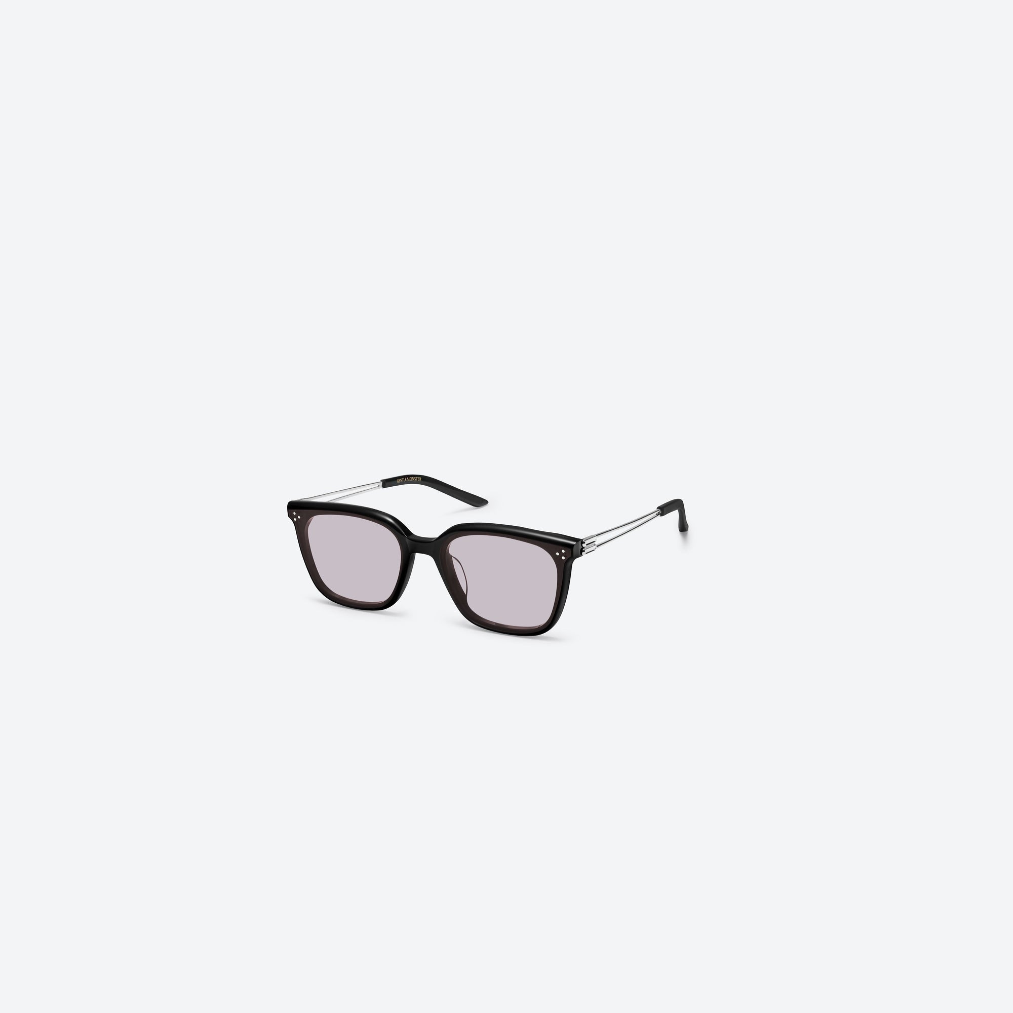 45-degree view of Gentle Monster La Sola 01(G) Black Mixed framed Square sunglasses.