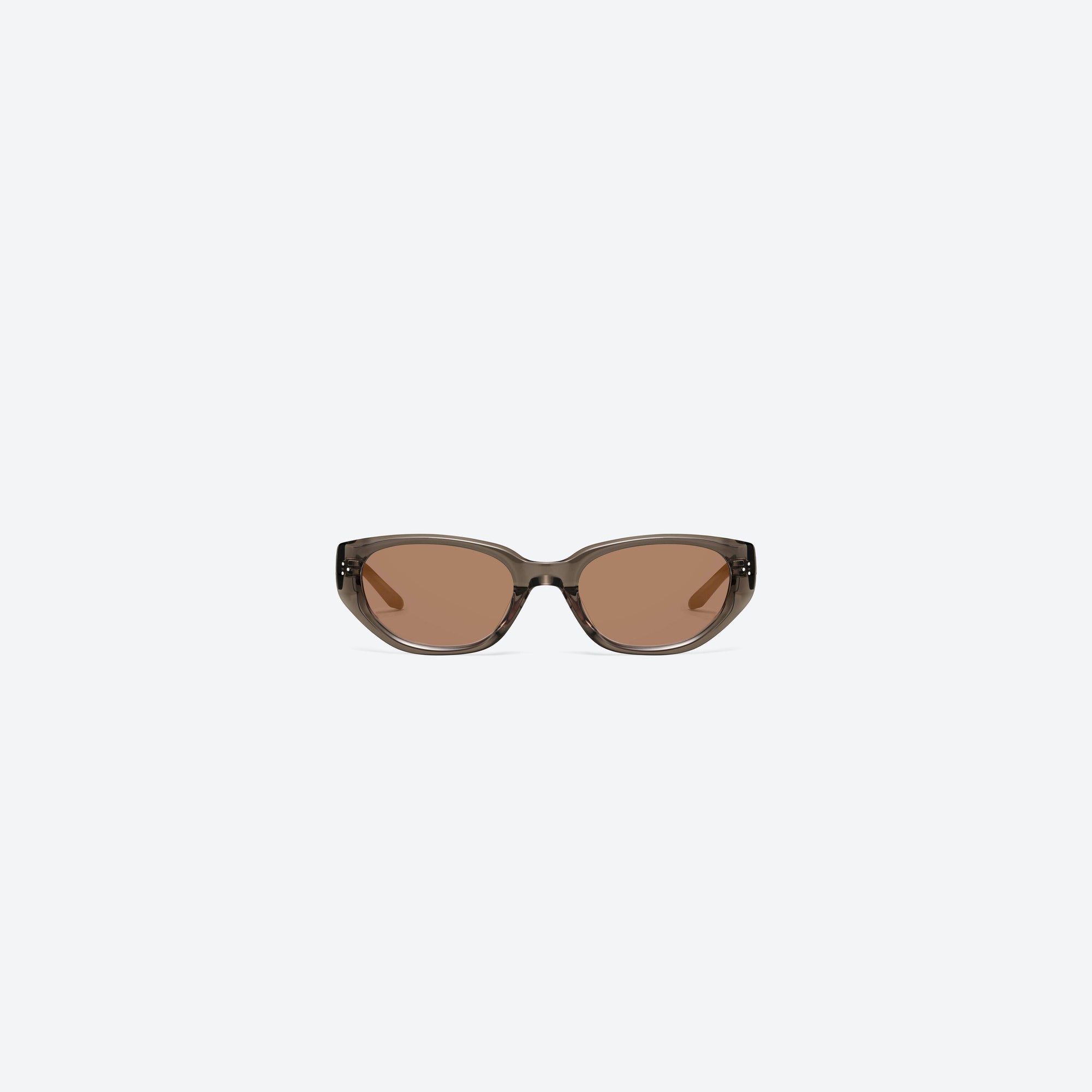 A front view of Gentle Monster Boni BRC17 Brown Acetate framed Cat-eye sunglasses.