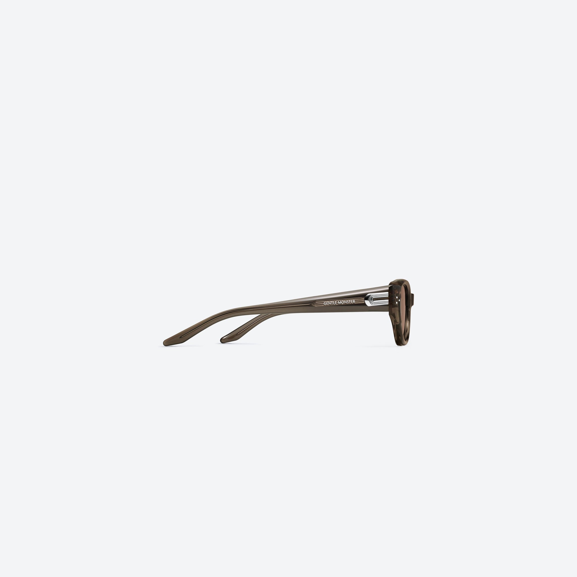 A detailed right view of Gentle Monster Boni BRC17 Brown Acetate framed Cat-eye sunglasses.