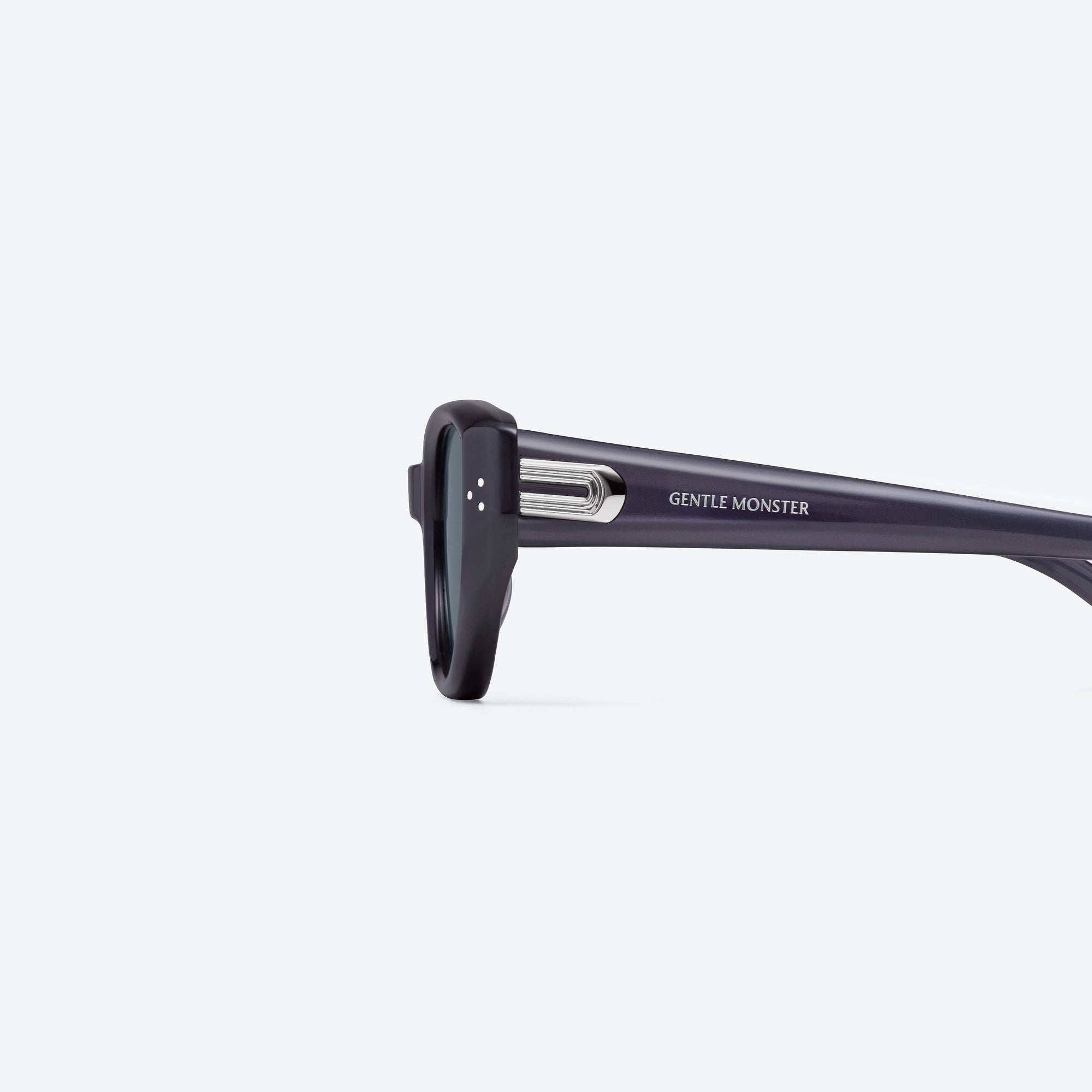 A detailed left view of Gentle Monster Boni G11 Gray Acetate framed Cat-eye sunglasses.