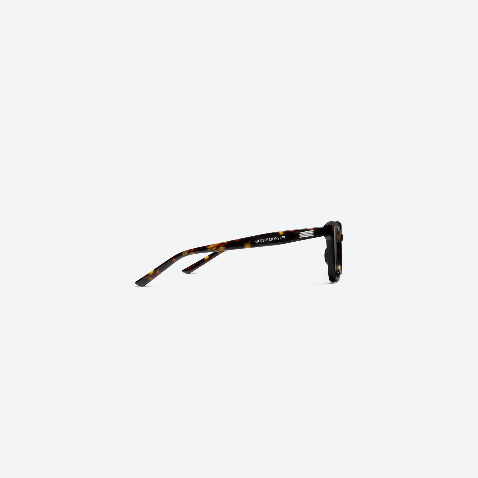 A detailed right view of Gentle Monster Soho T1 Tortoise Acetate framed Square sunglasses.
