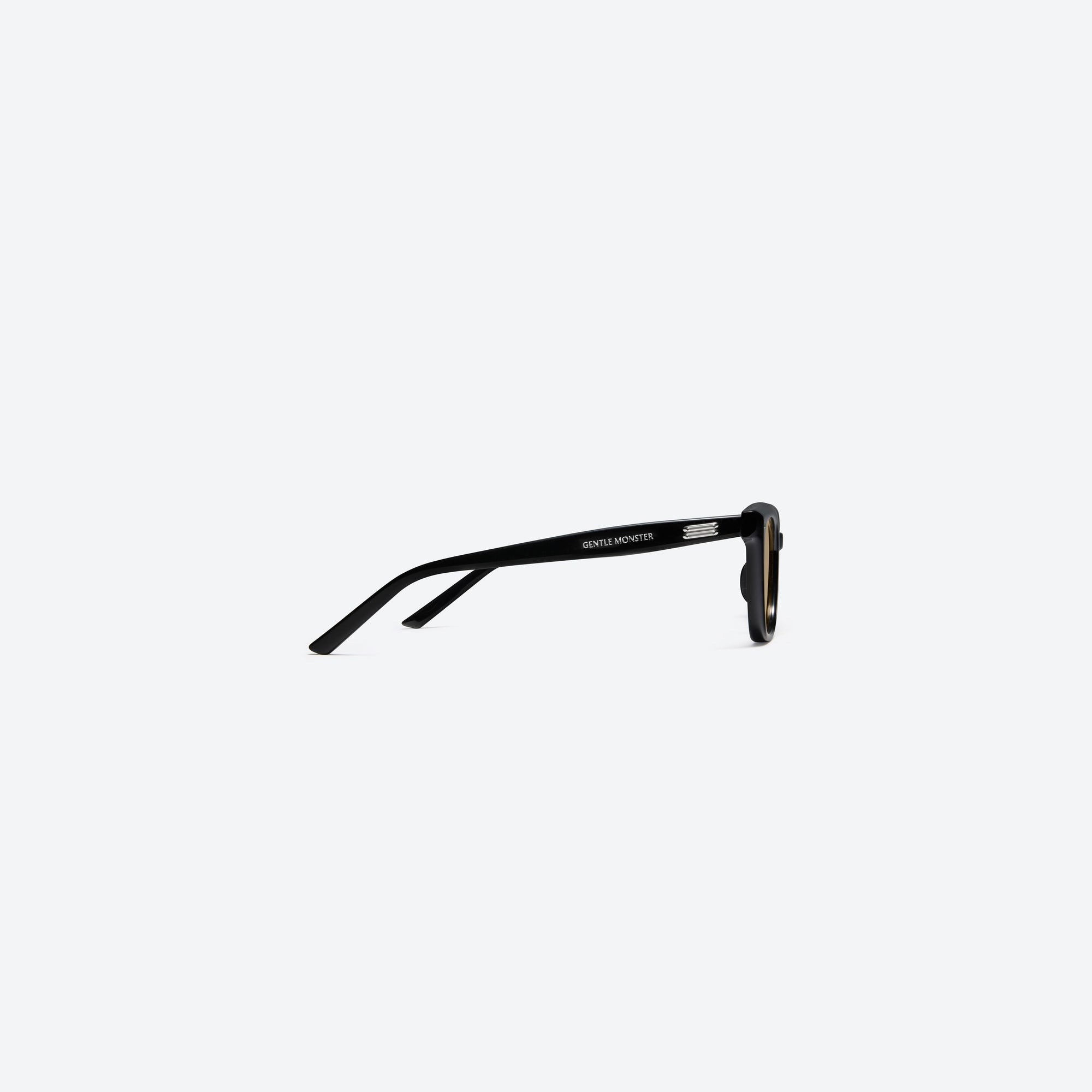 A detailed right view of Gentle Monster Soho 01(BR) Black Acetate framed Square sunglasses.