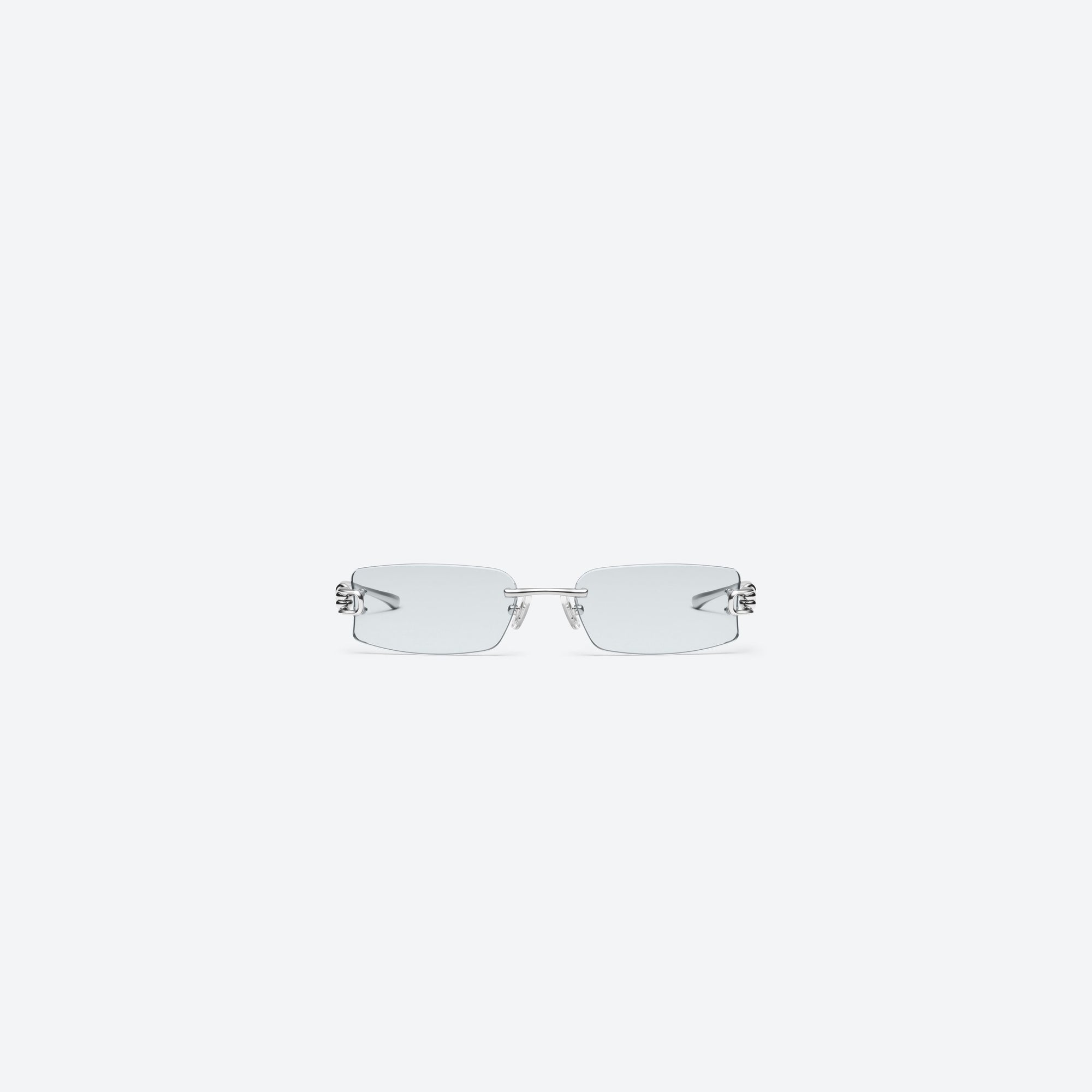 A front view of Gentle Monster Gamot 02(GR) Silver Metal framed Square sunglasses.