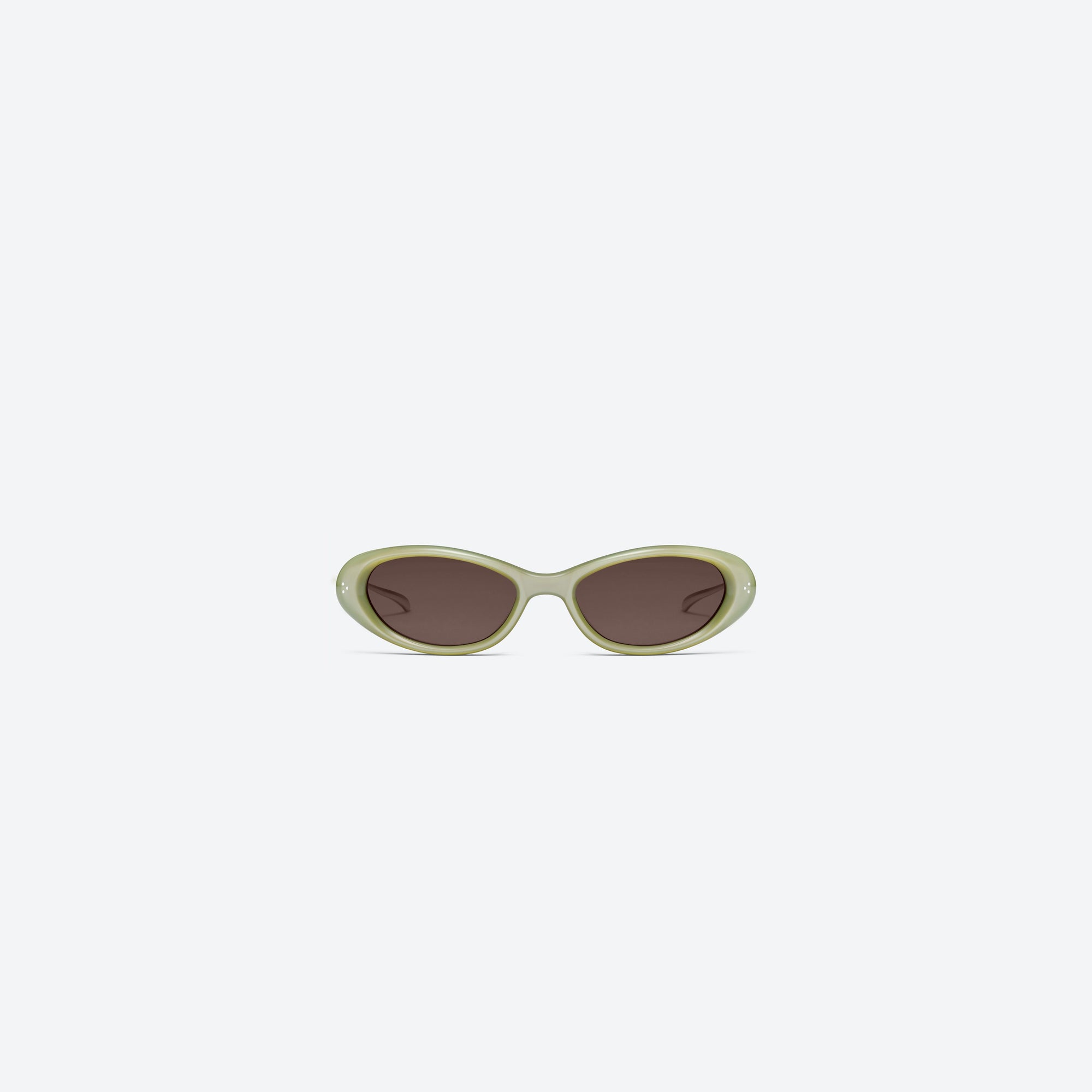 A front view of Gentle Monster Ora GR10 Green Mixed framed Oval sunglasses.