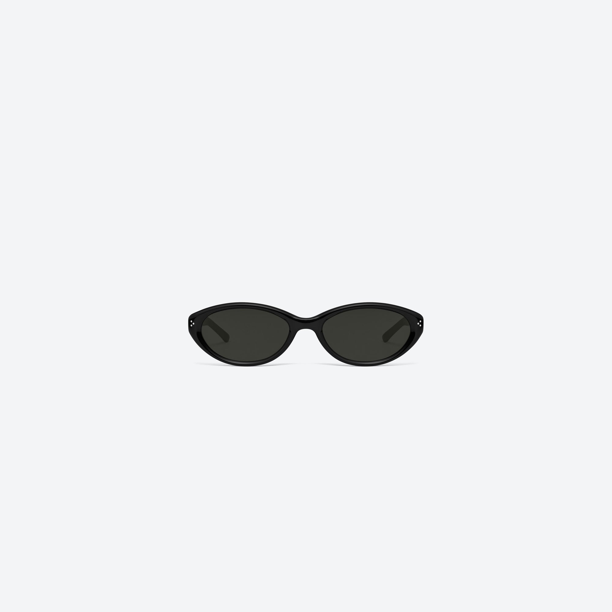 A front view of Gentle Monster Cuscus 01 Black Acetate framed Oval sunglasses.