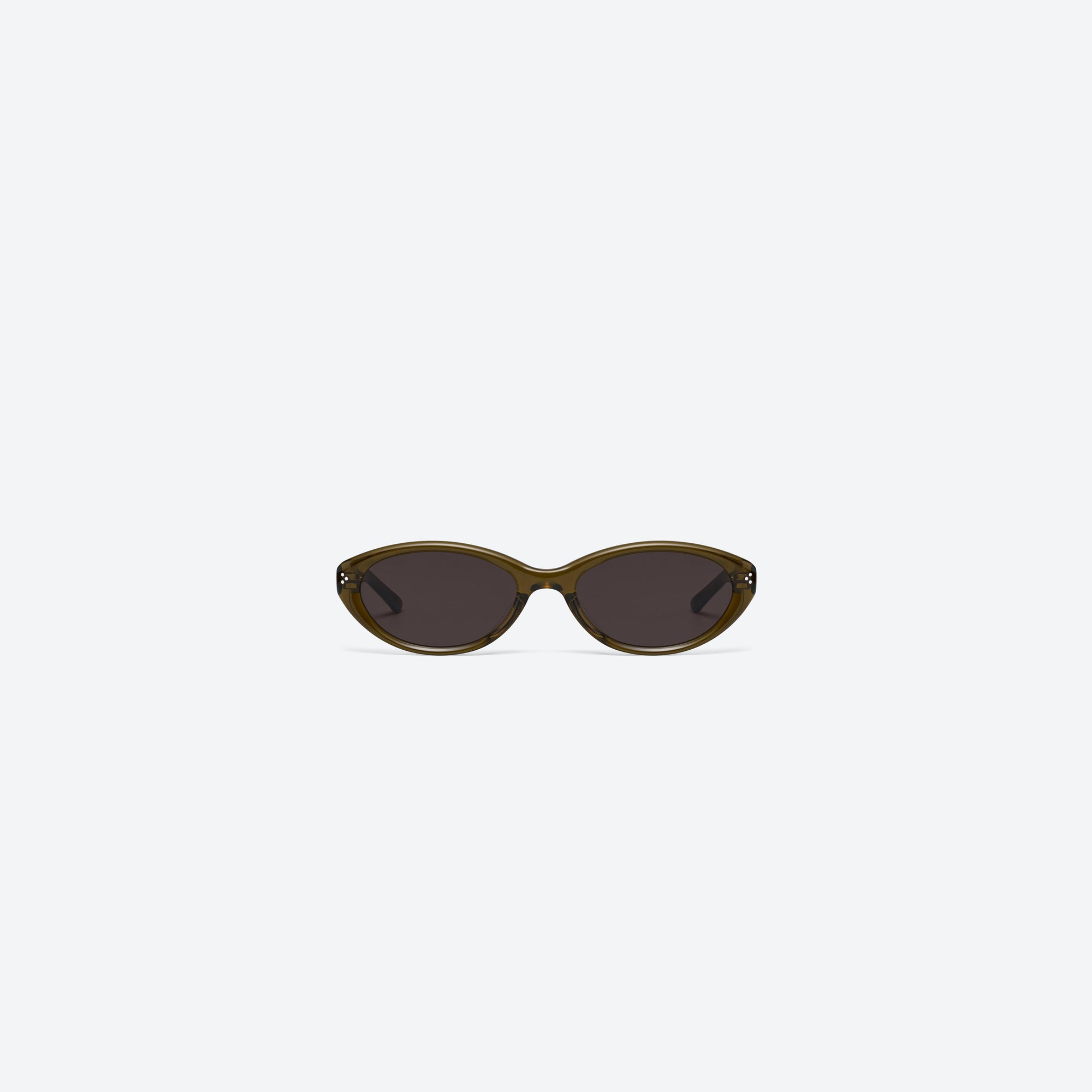 A front view of Gentle Monster Cuscus BRC20 Brown Acetate framed Oval sunglasses.