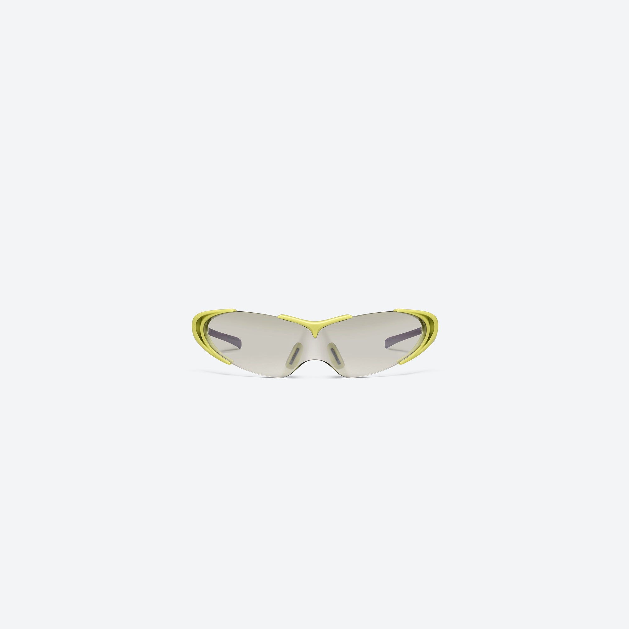 A front view of Gentle Monster Disney F1 - Aero GR13 Green Nylon framed Wraparound sunglasses.