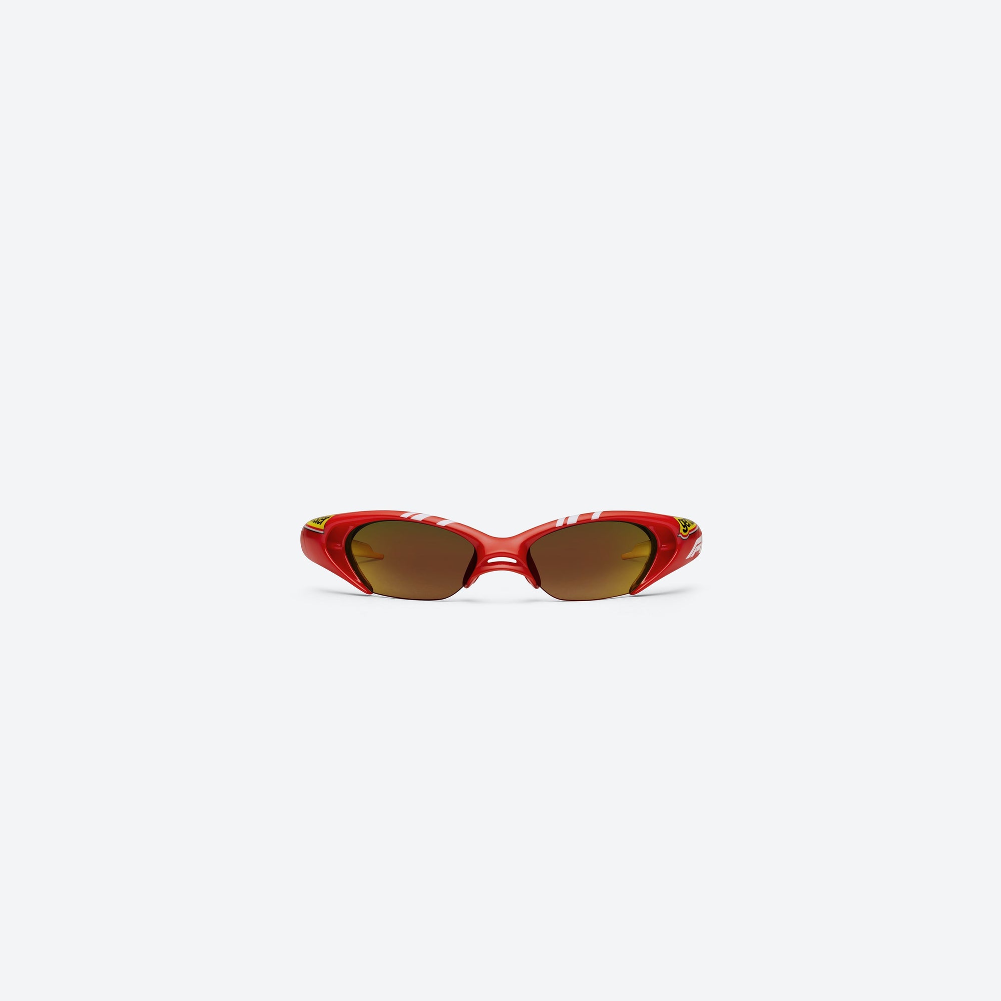 A front view of Gentle Monster Disney F1 - Slipstream R13 Red Nylon framed Wraparound sunglasses.