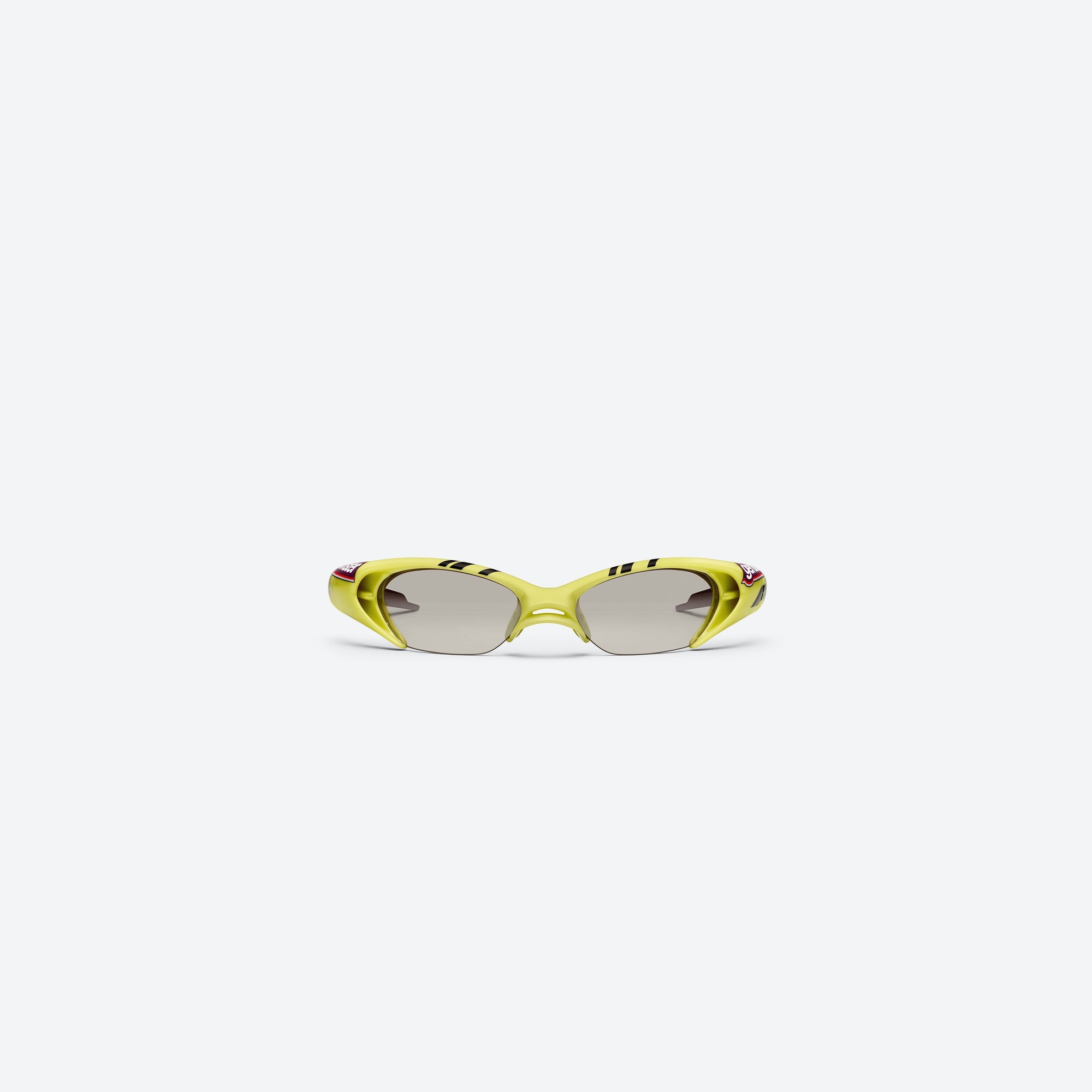A front view of Gentle Monster Disney F1 - Slipstream GR13 Green Nylon framed Wraparound sunglasses.
