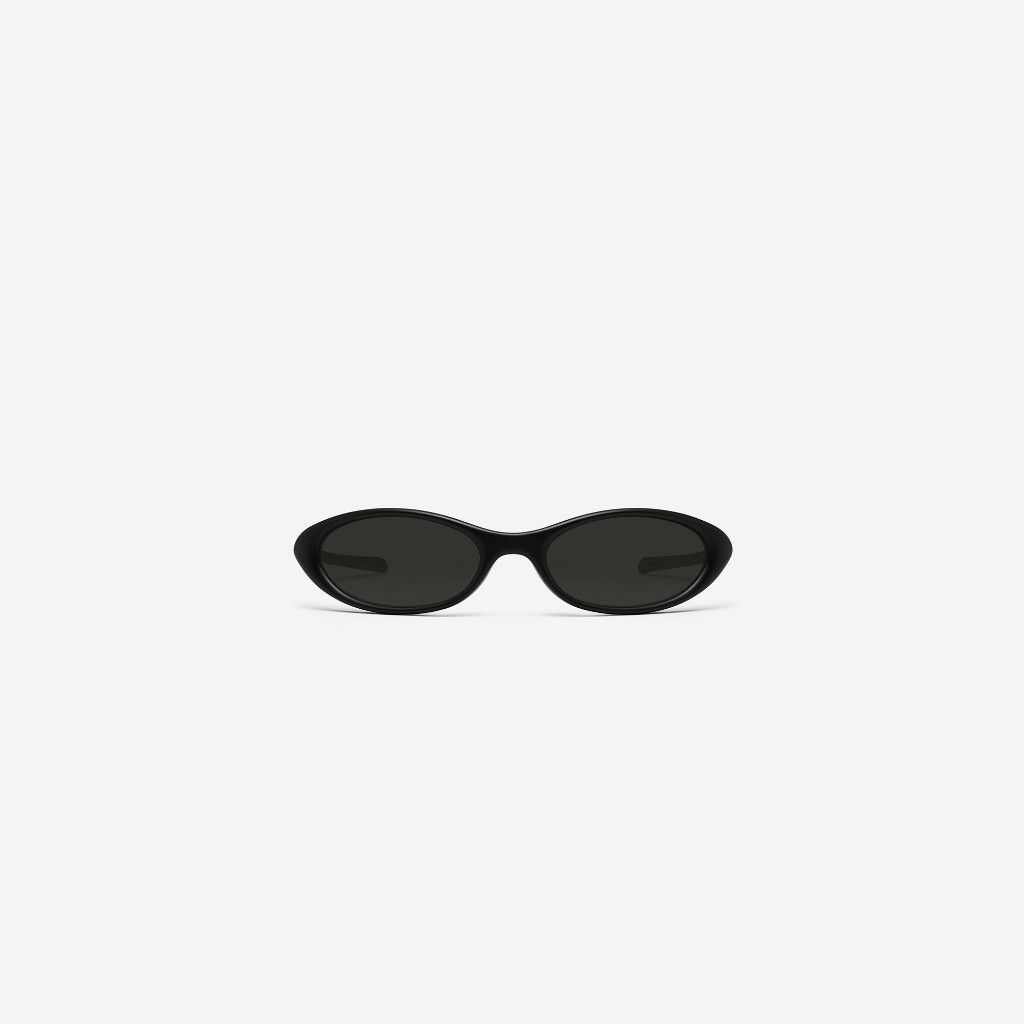 A front view of Gentle Monster Velo M01 Black Nylon framed Wraparound sunglasses.