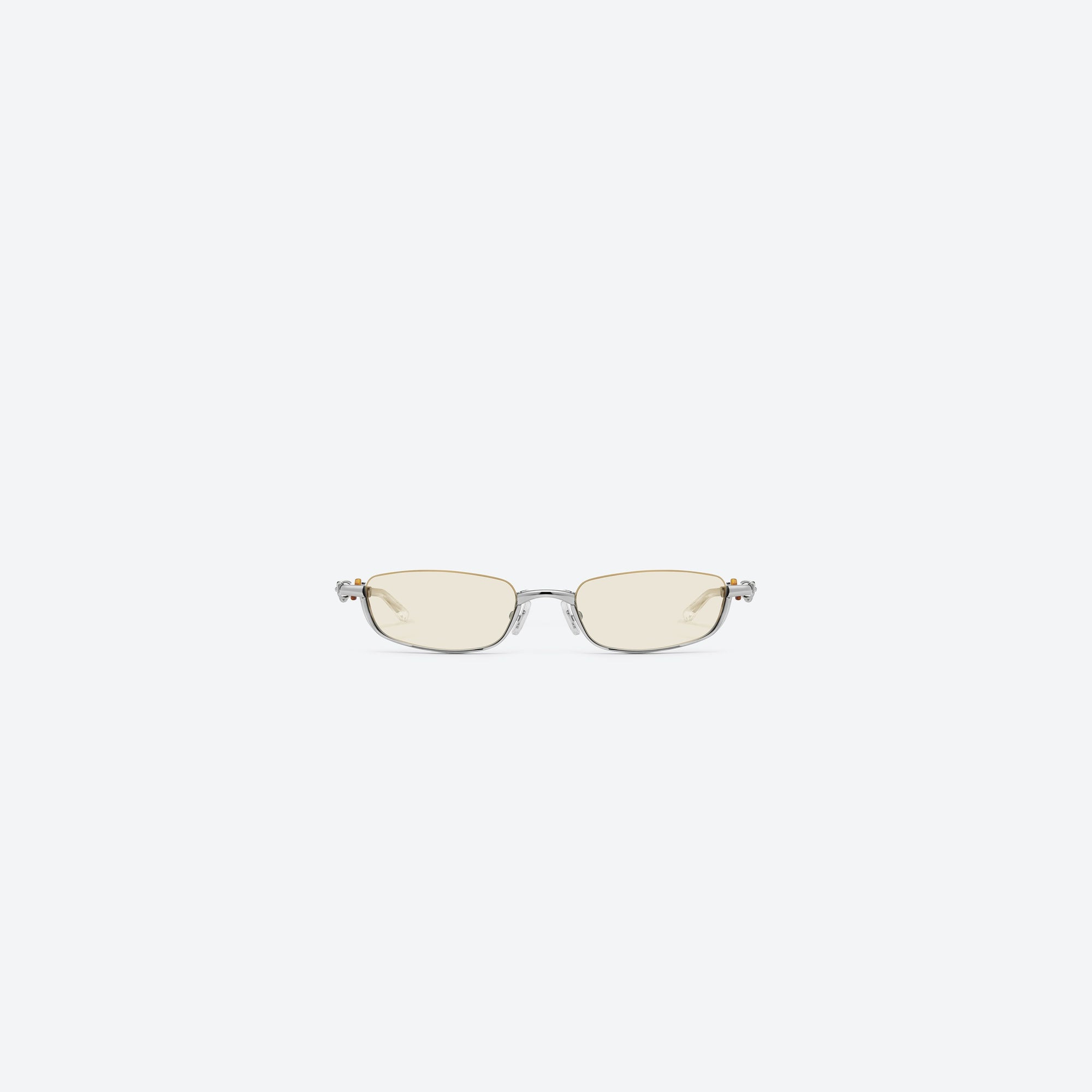 A front view of Gentle Monster Vert 02(CM) Similar Silver Metal framed Square sunglasses.