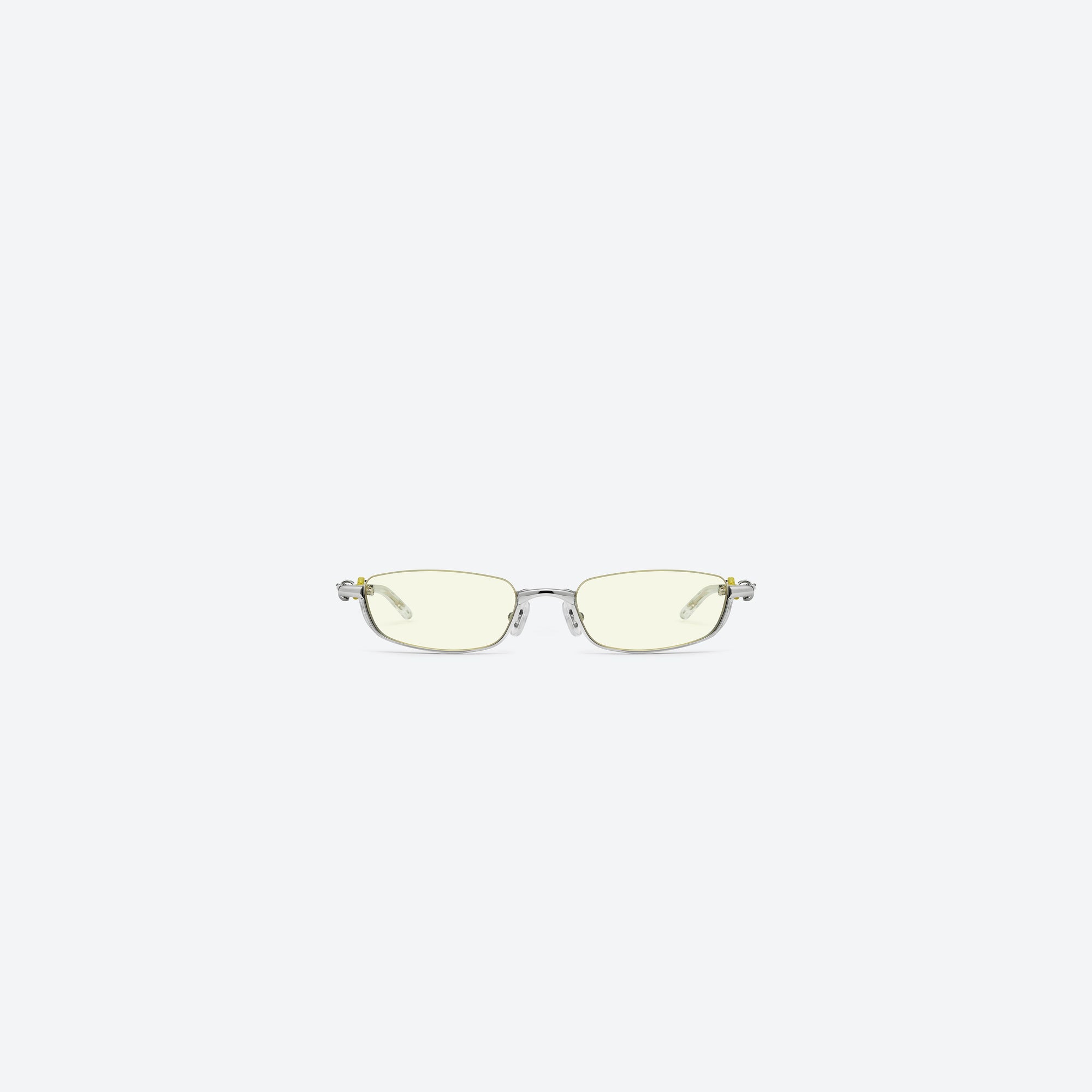 A front view of Gentle Monster Vert 02(Y) Silver Metal framed Square sunglasses.