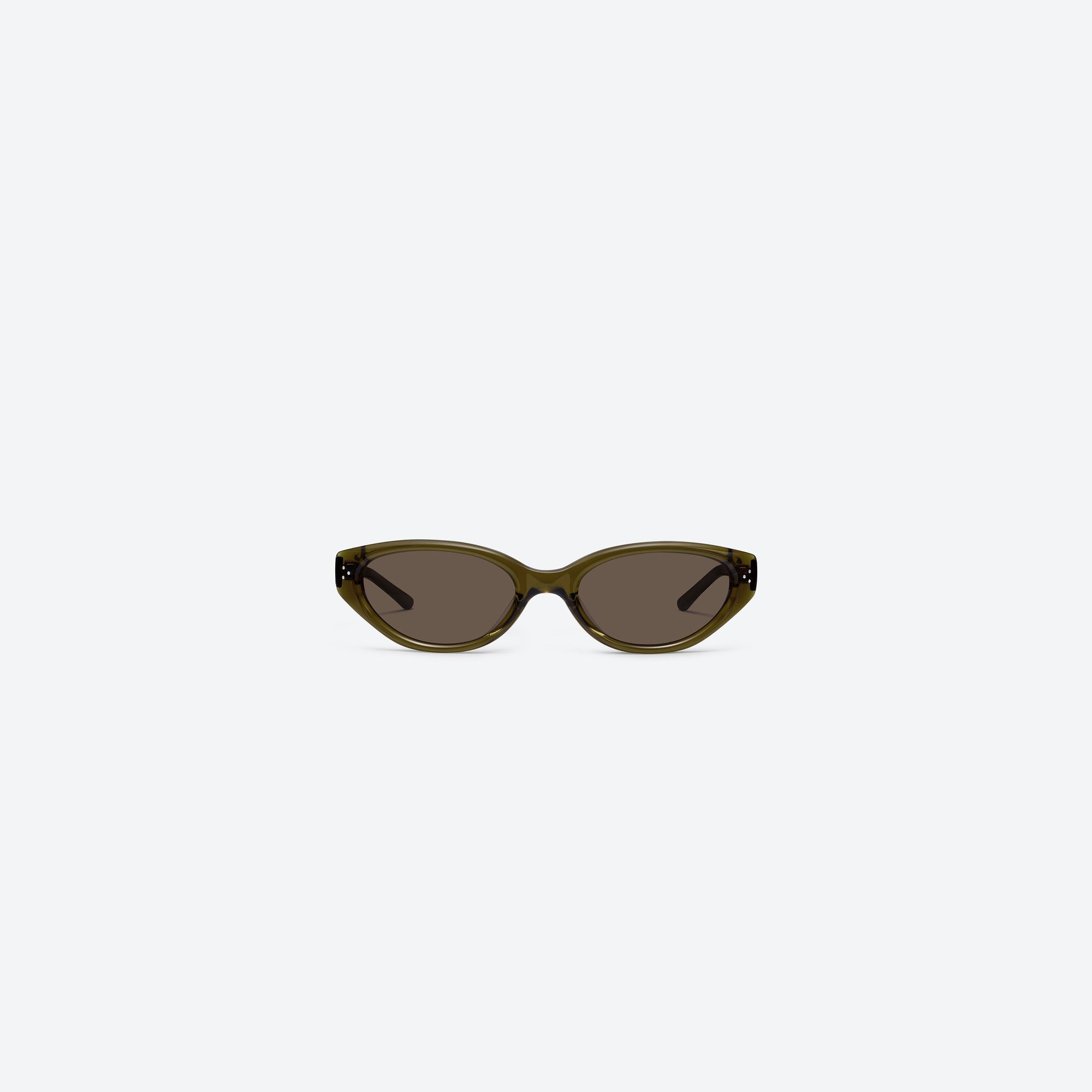 A front view of Gentle Monster Vanilla BRC20 Brown Acetate framed Cat-eye sunglasses.