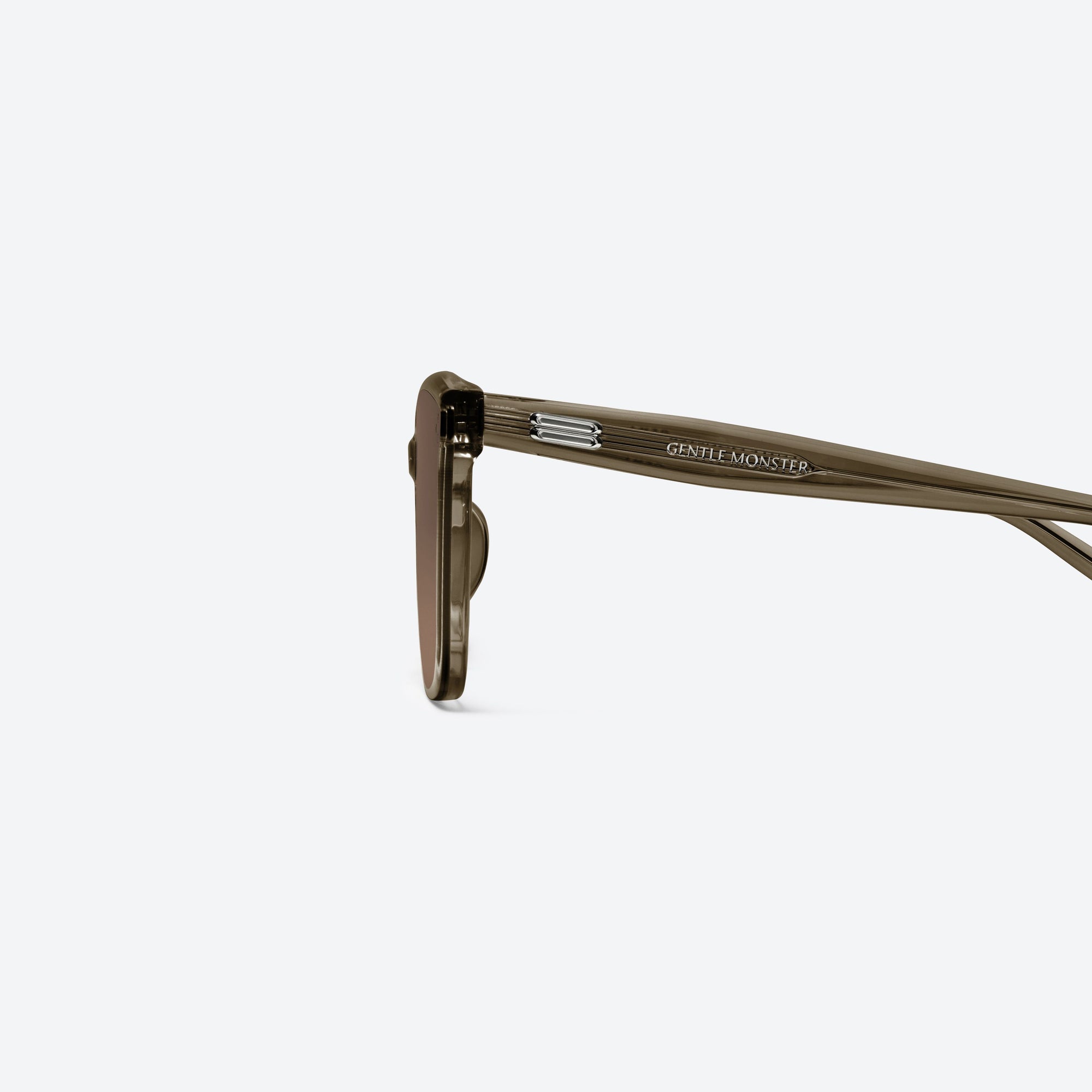 A detailed left view of Gentle Monster Gent KC6 Green Acetate framed Square sunglasses.