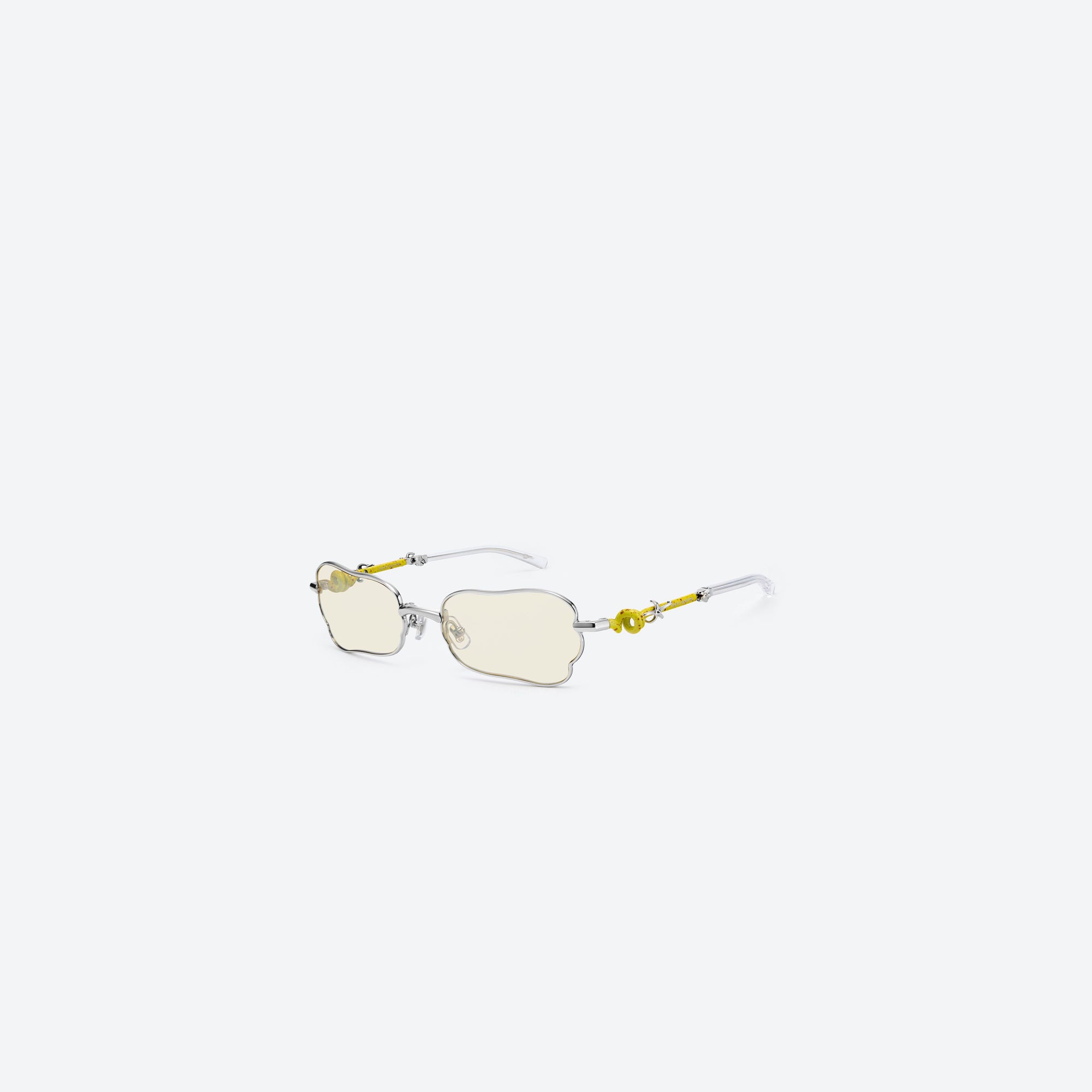 45-degree view of Gentle Monster Tofi 02(CM) Silver Metal framed Square sunglasses.