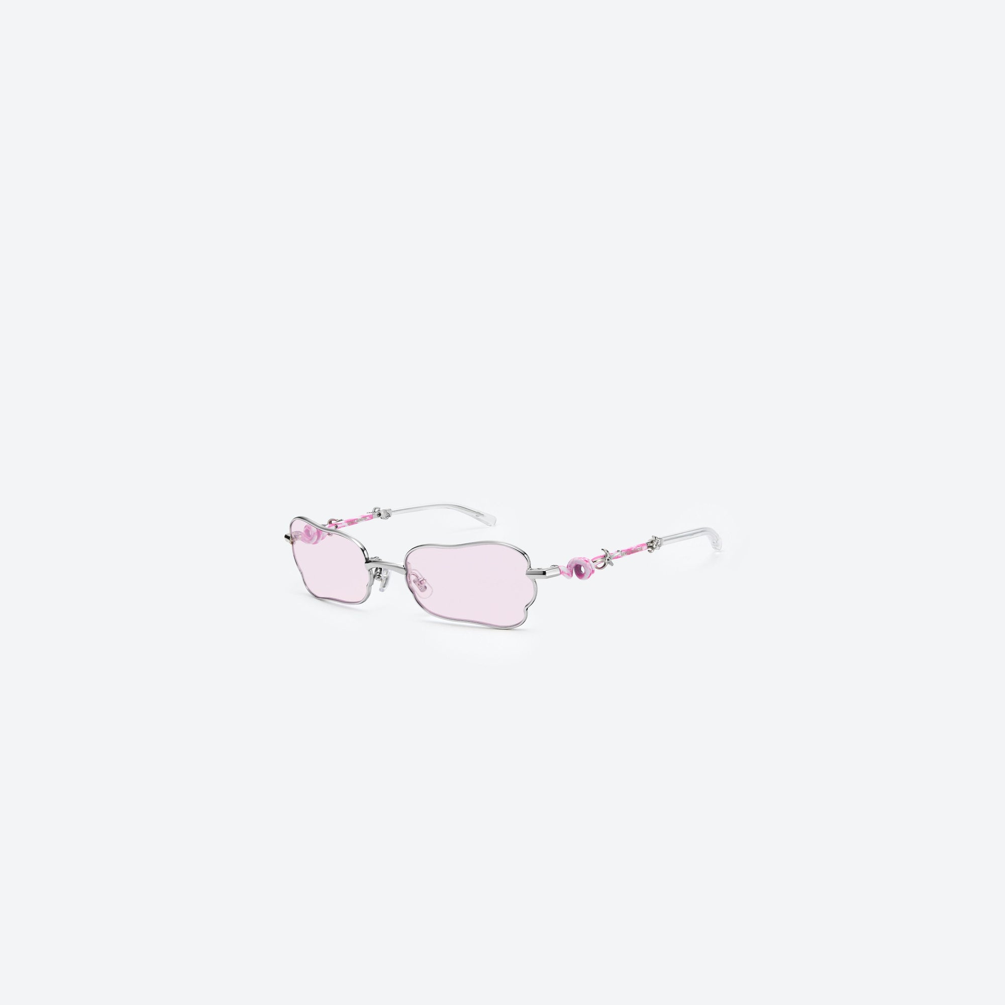 45-degree view of Gentle Monster Tofi 02(R) Silver Metal framed Square sunglasses.