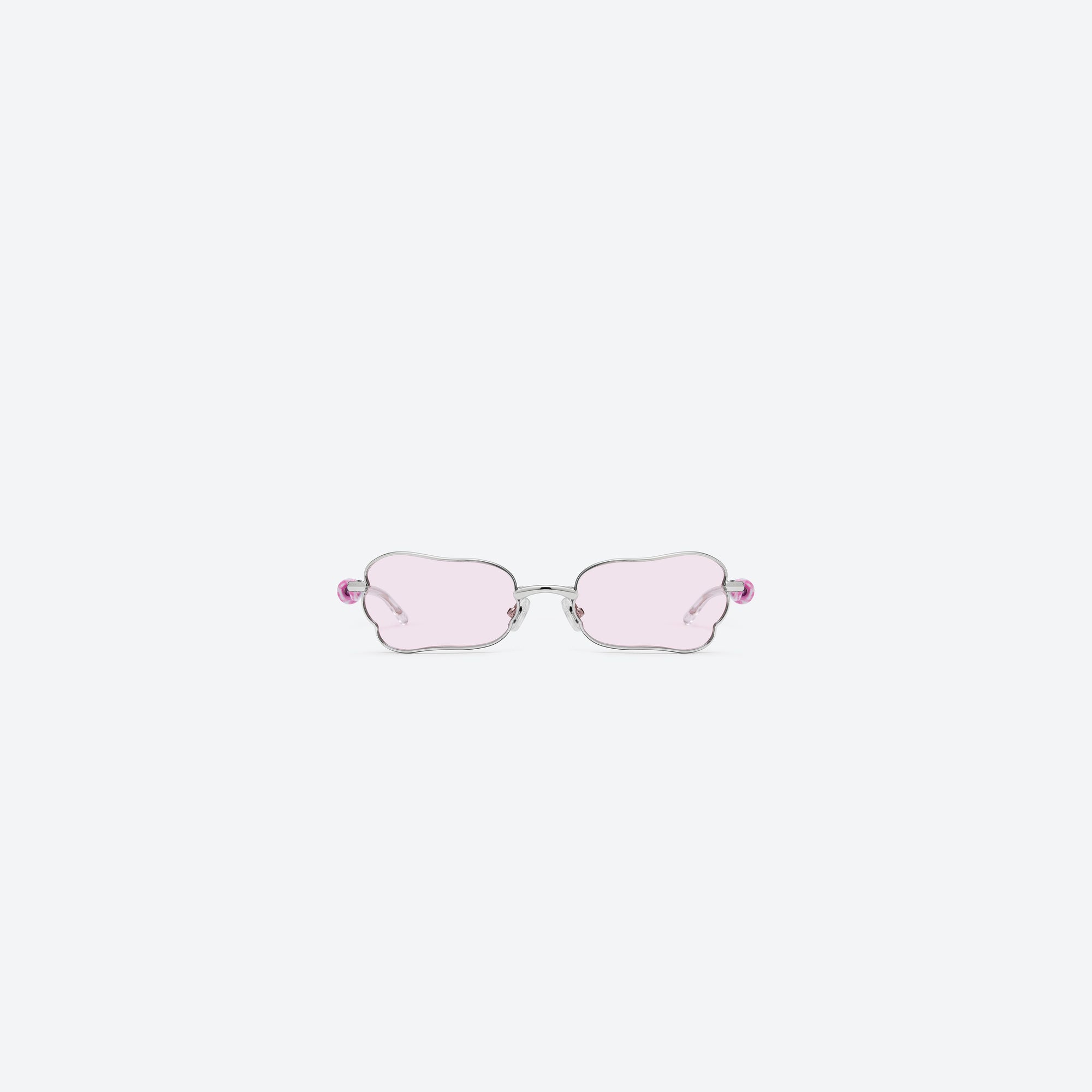 A front view of Gentle Monster Tofi 02(R) Silver Metal framed Square sunglasses.