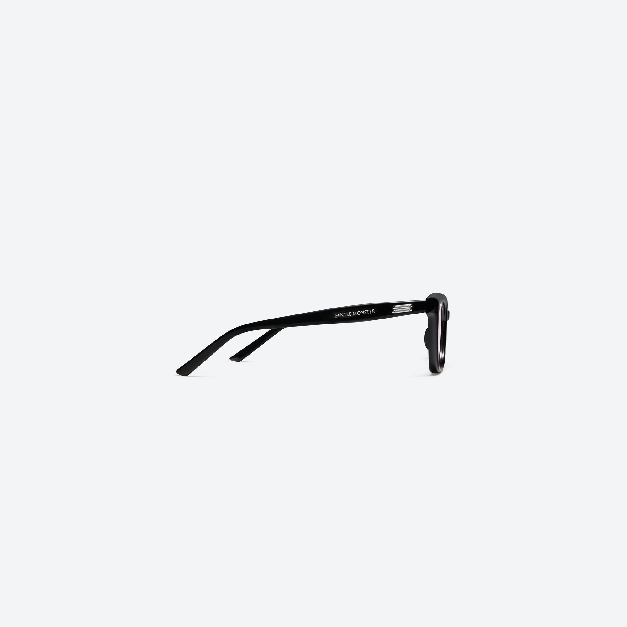 A detailed right view of Gentle Monster Soho 01(LV) Similar Black Acetate framed Square sunglasses.