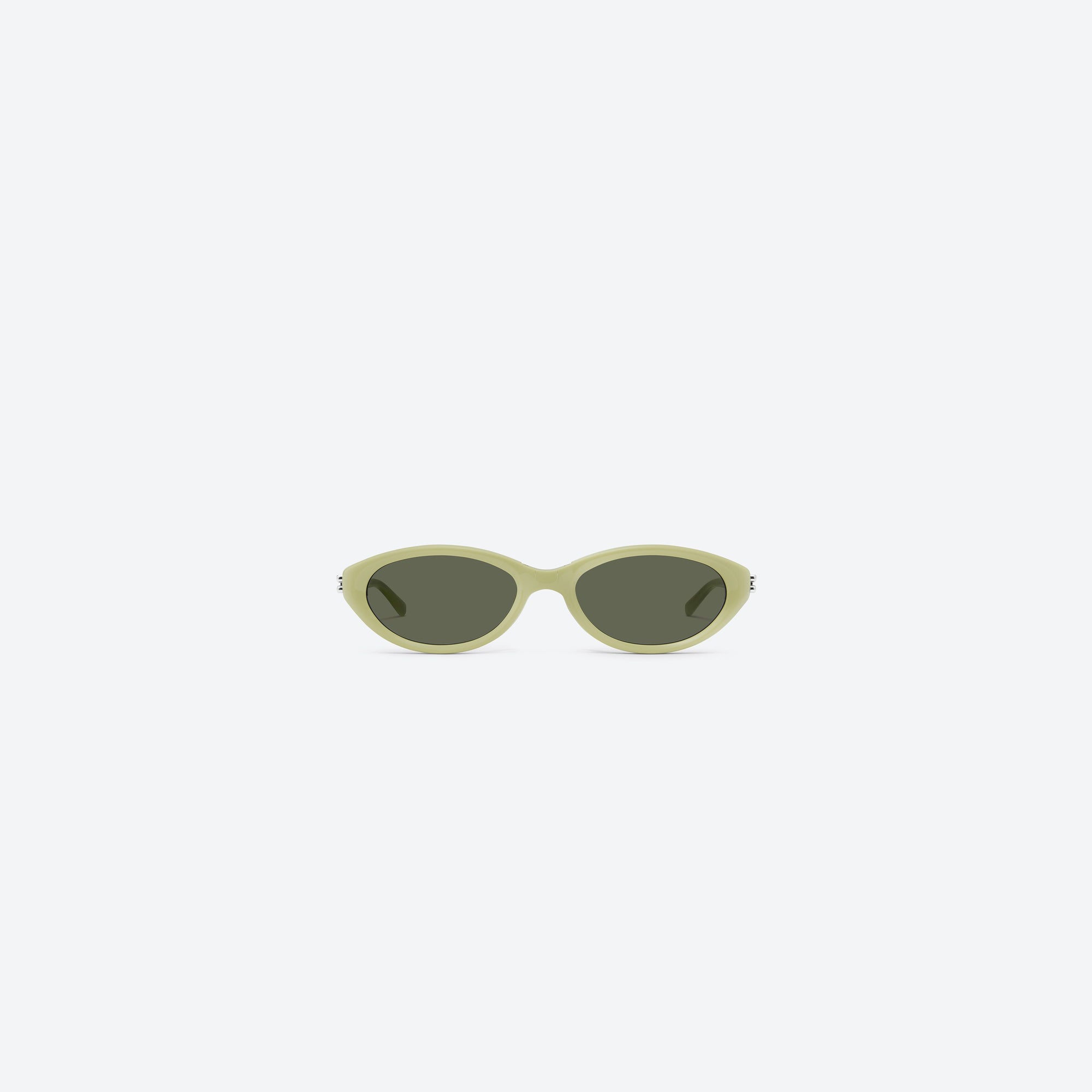 A front view of Gentle Monster Zest GR9 Green Acetate framed Oval sunglasses.