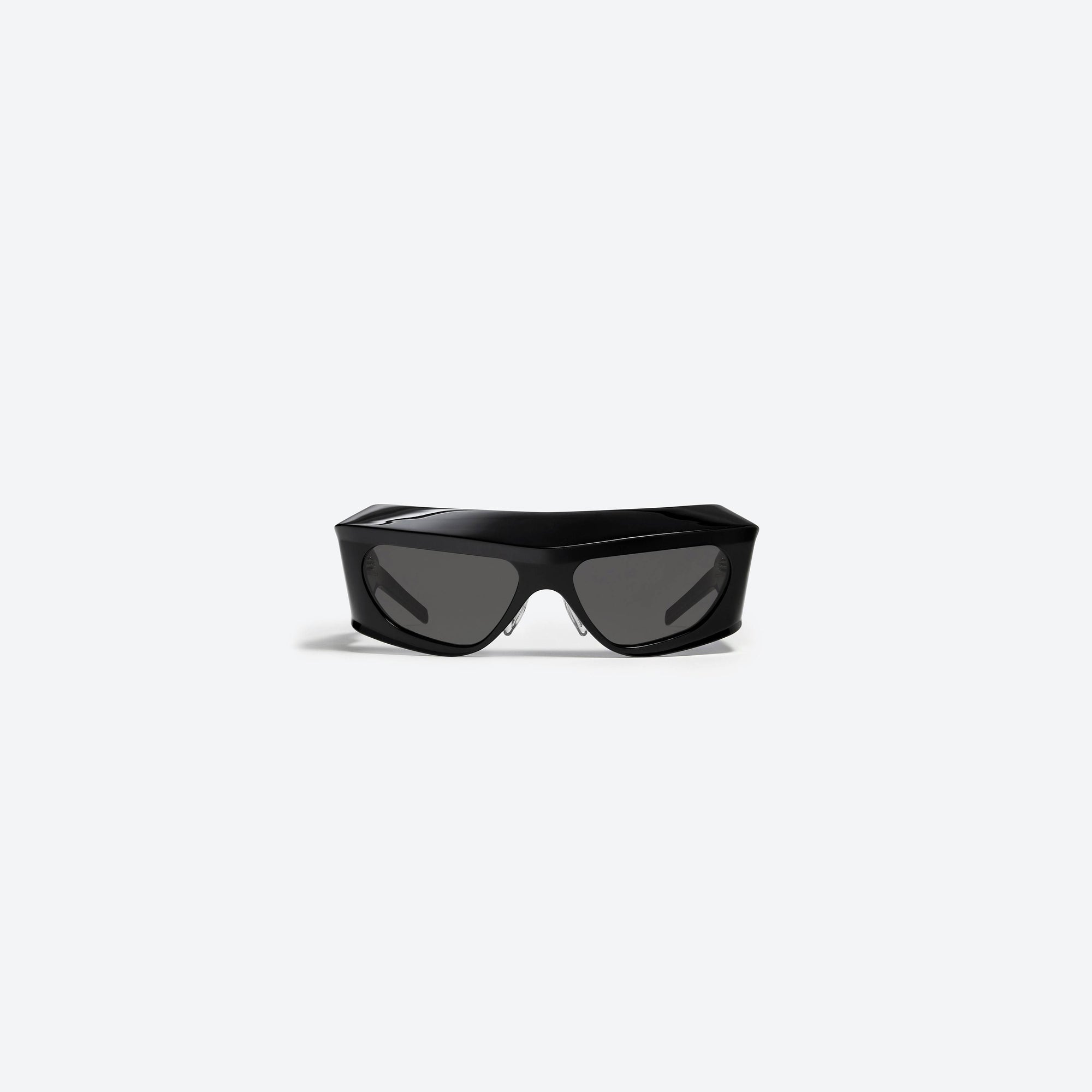 A front view of Gentle Monster Coperni - 5G BOLD 01 Black Acetate framed Wraparound sunglasses.