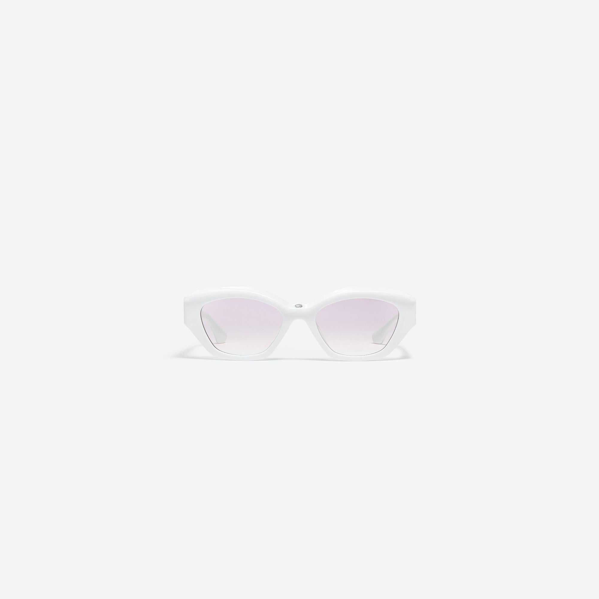A front view of Gentle Monster Coperni - 5G W1 White Acetate framed Wraparound sunglasses.