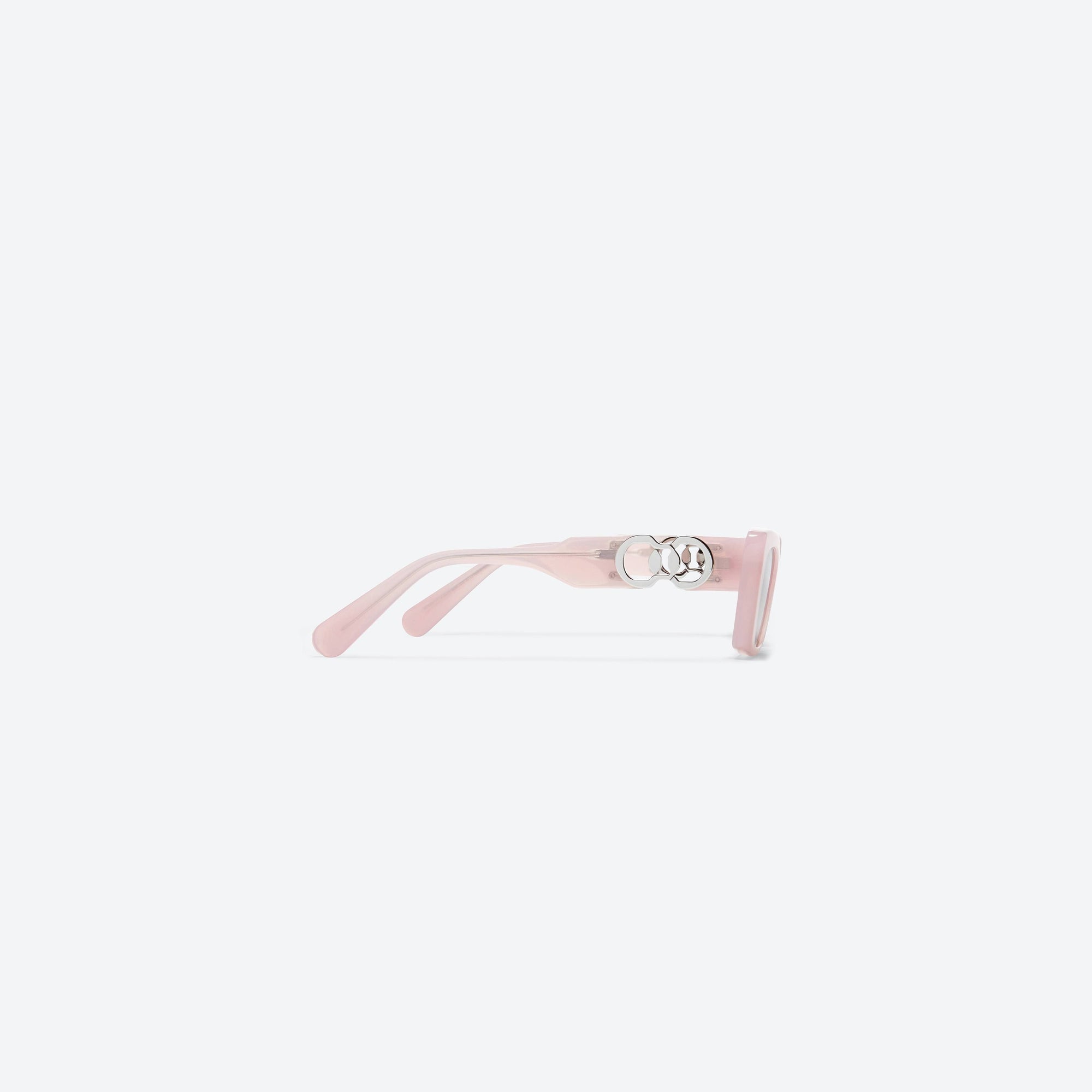 A detailed right view of Gentle Monster Jennie - La Pêche PC4 Pink Mixed framed Square sunglasses.