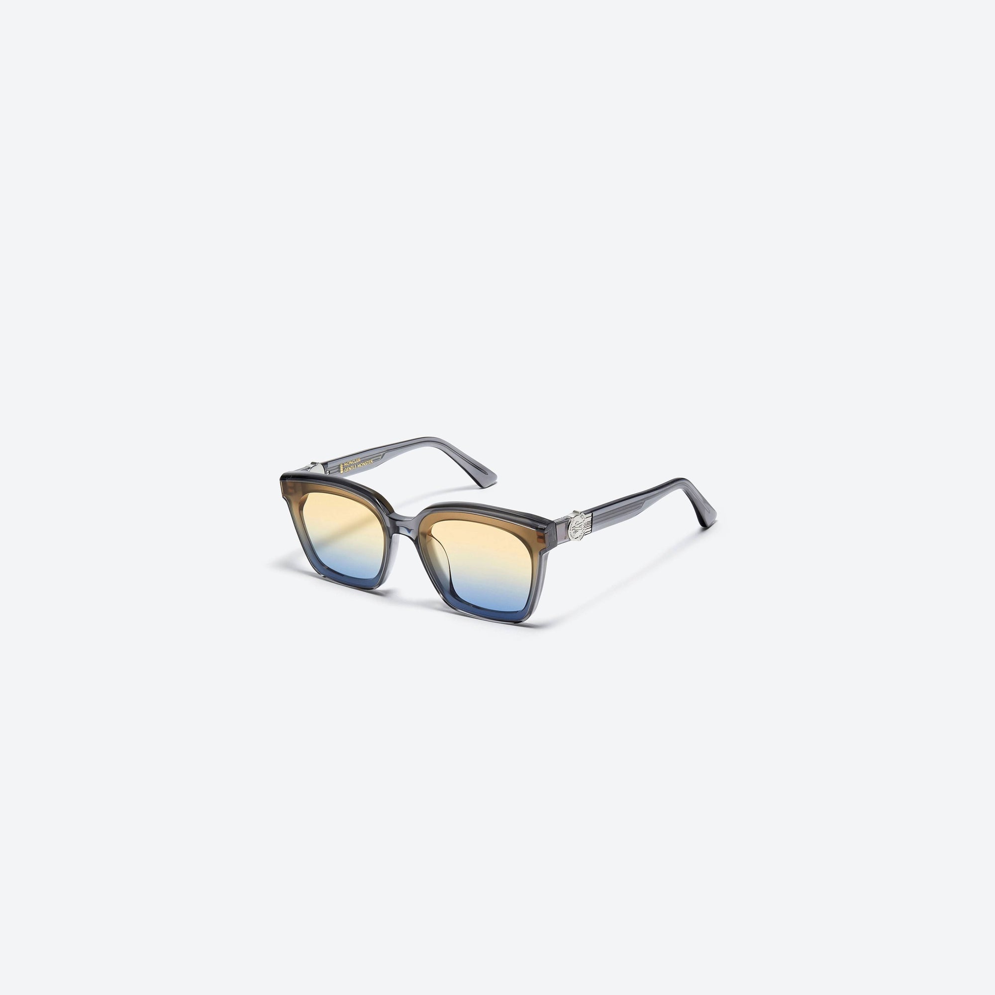 45-degree view of Gentle Monster Moncler - Swipe 3 G1 Gray Mixed framed Square sunglasses.
