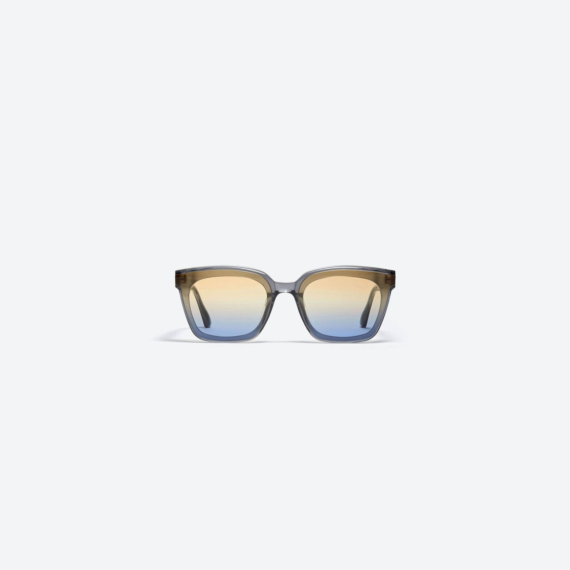 A front view of Gentle Monster Moncler - Swipe 3 G1 Gray Mixed framed Square sunglasses.
