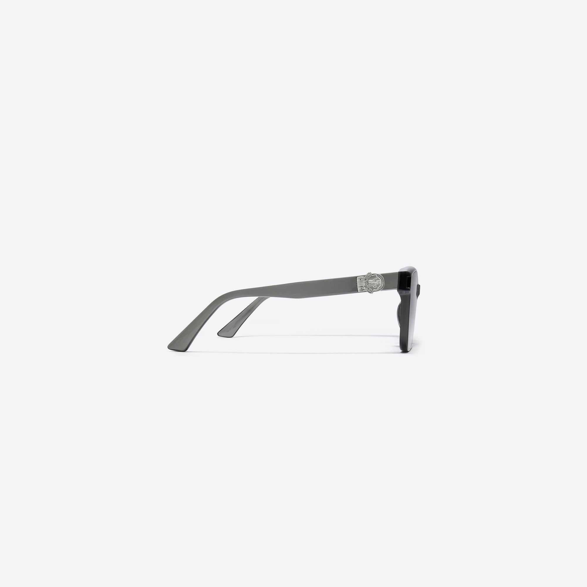 A detailed right view of Gentle Monster Moncler - Swipe 3 G5 Gray Mixed framed Square sunglasses.
