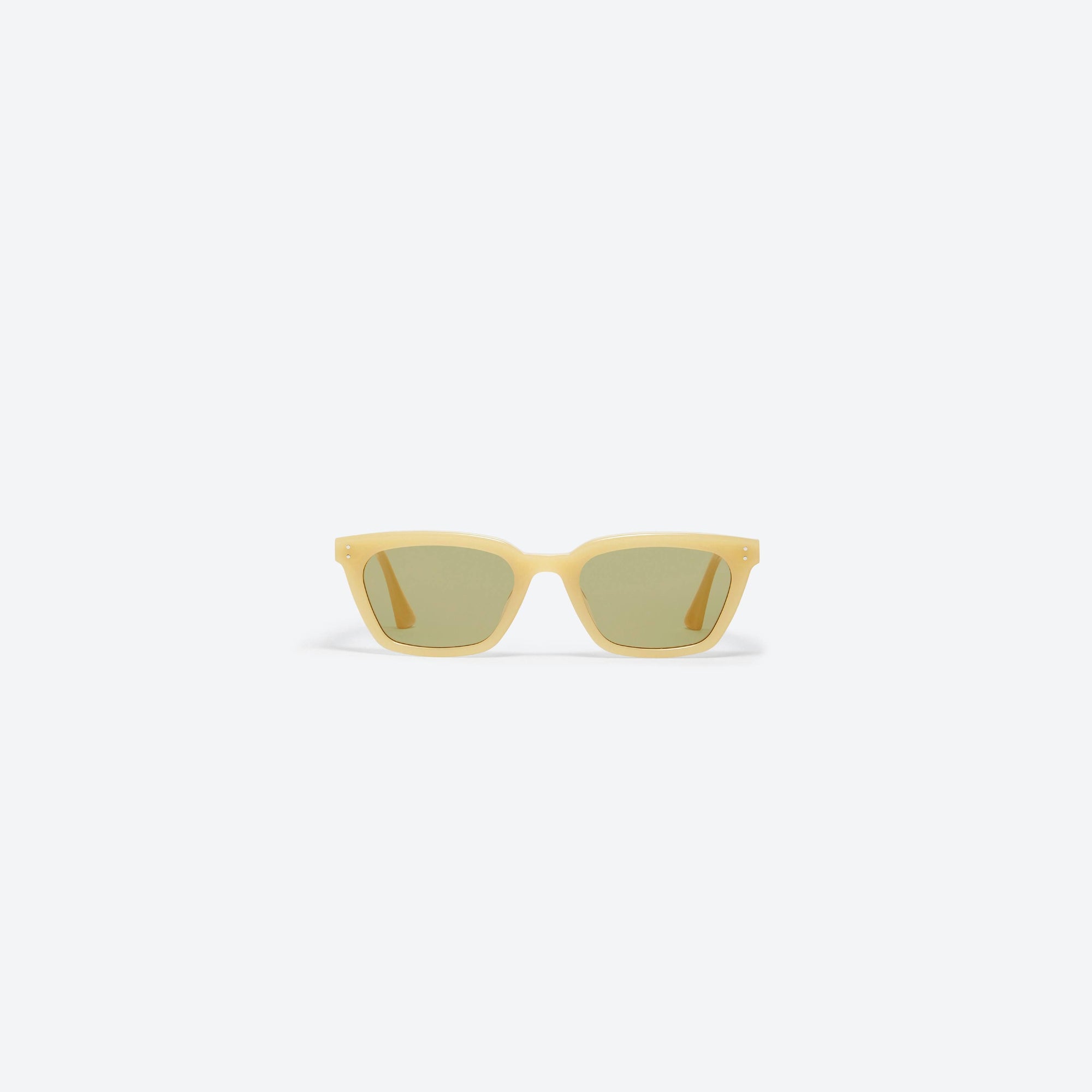 A front view of Gentle Monster Jennie - XOXO Y1 Yellow Mixed framed Square sunglasses.