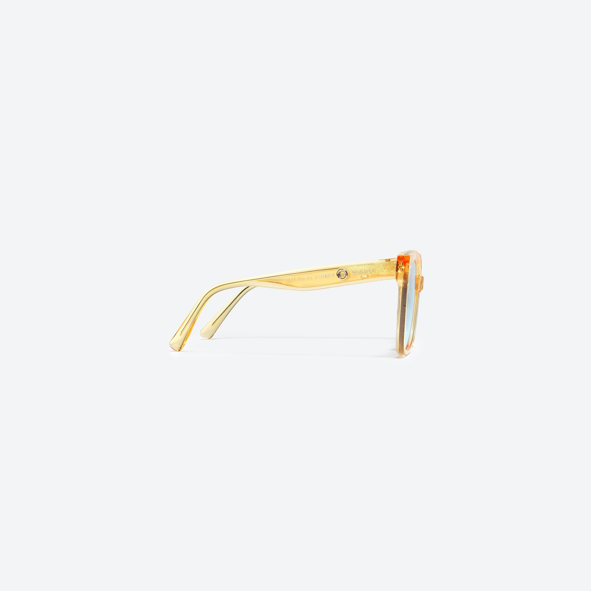 A detailed right view of Gentle Monster Jennie - Kuku YC1 Yellow Acetate framed Square sunglasses.
