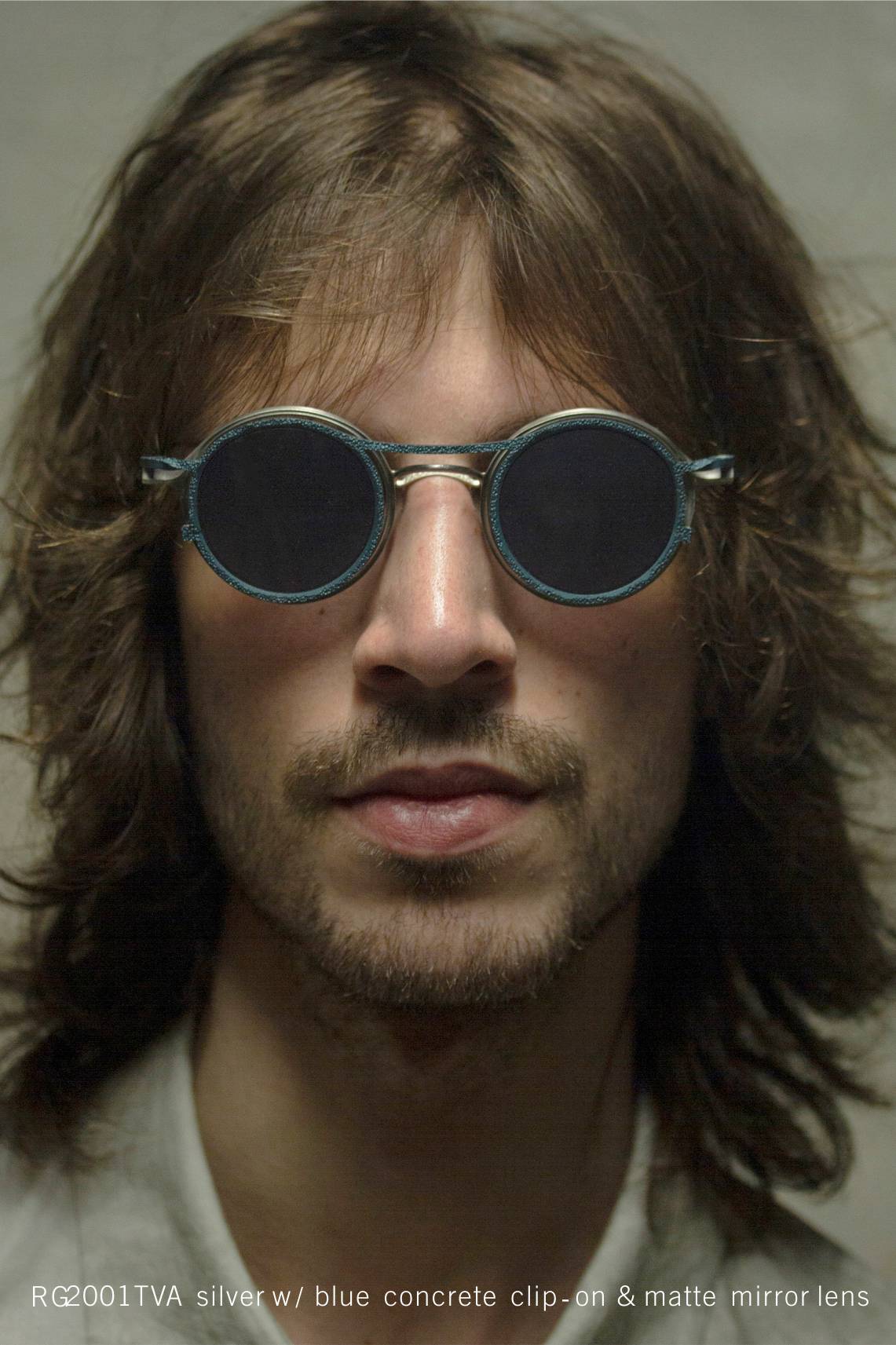 RG2001TVA silver w/ blue concrete clip-on &amp; matte mirror lens
